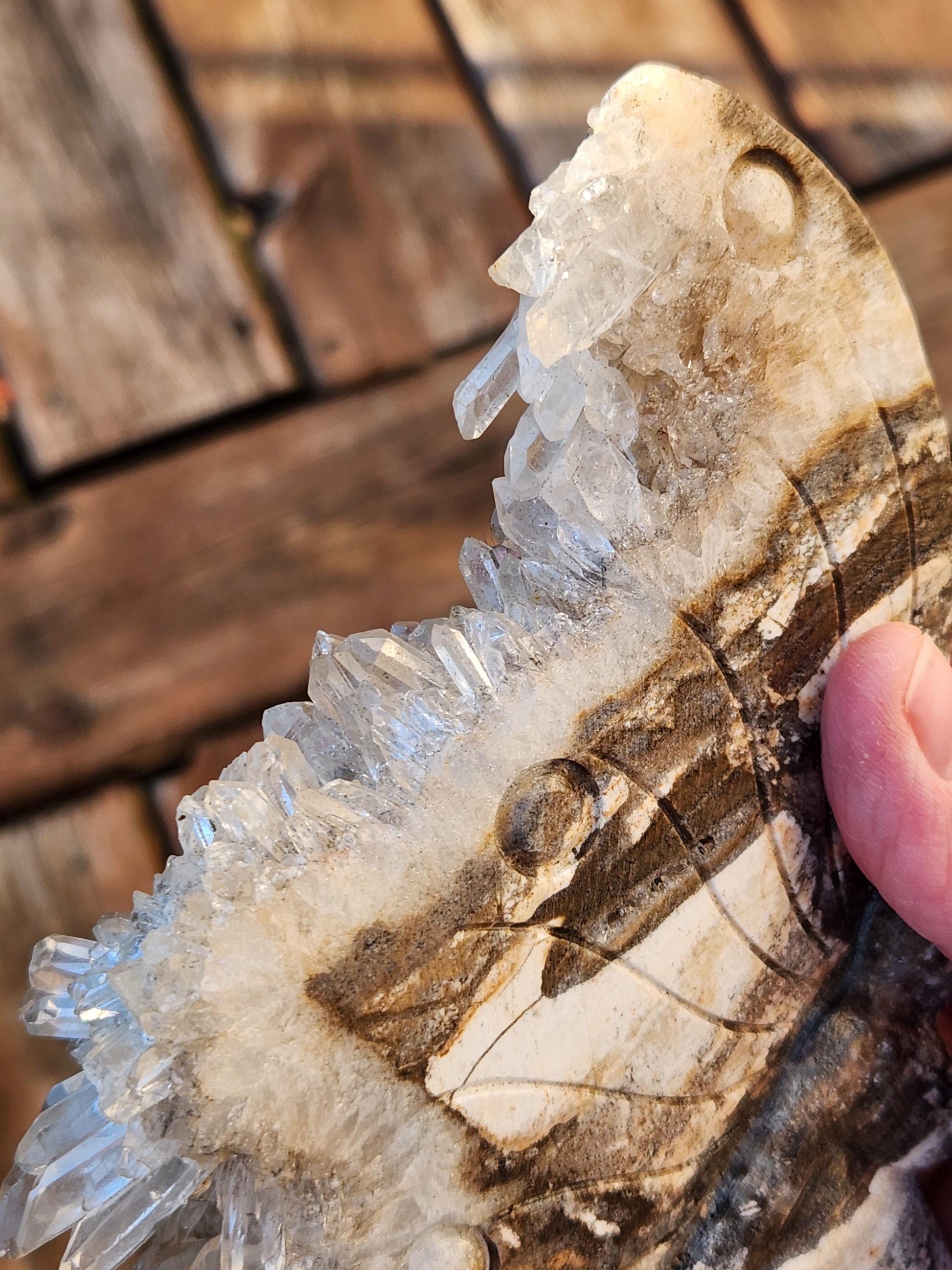 Super Unique Clear Quartz Points 0n Matrix Angel Or Fairy Carving Natural Stone Crystal