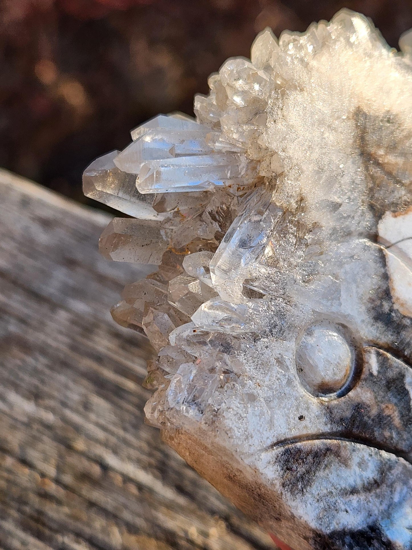 Super Unique Clear Quartz Points 0n Matrix Angel Or Fairy Carving Natural Stone Crystal