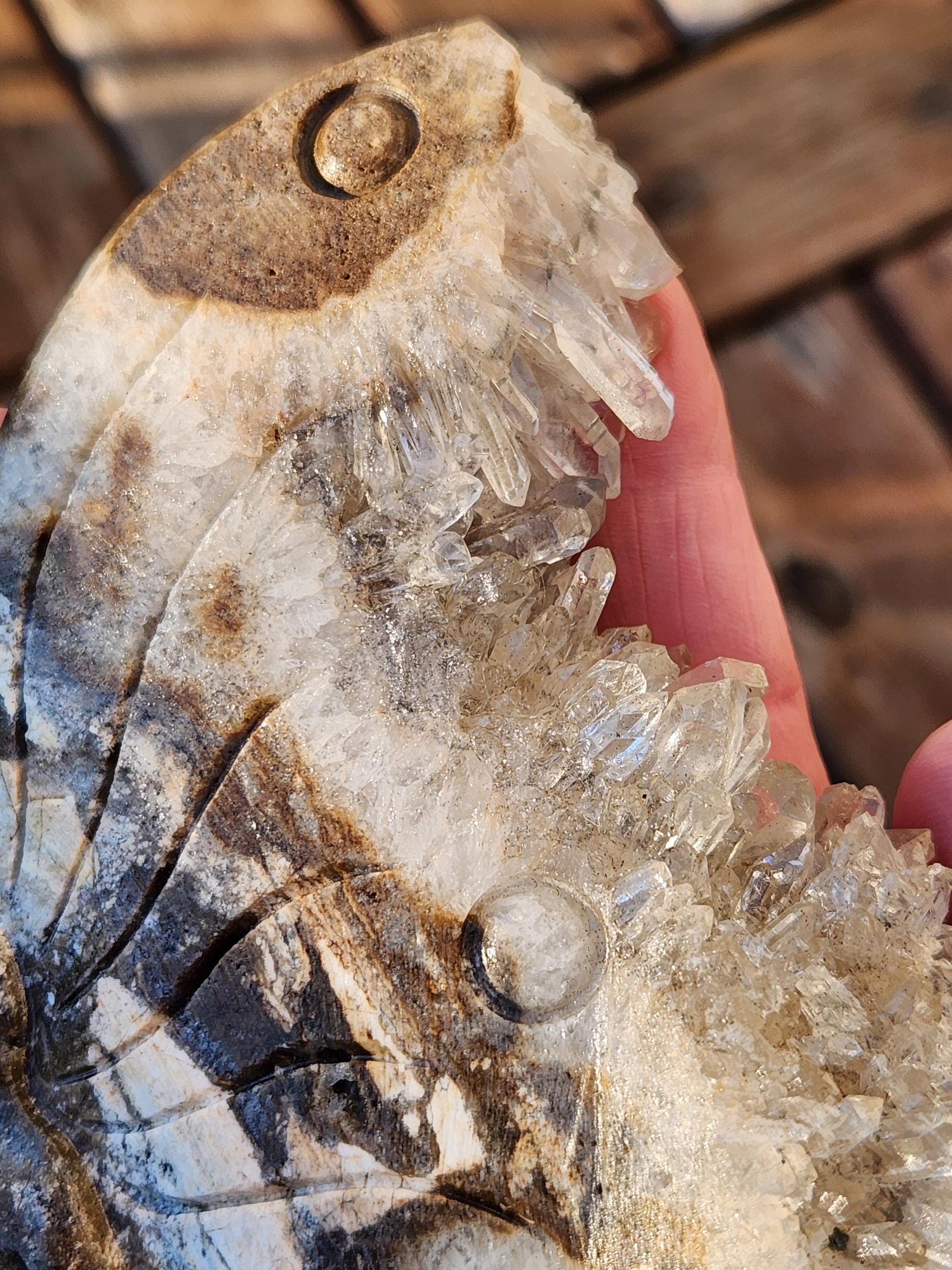 Super Unique Clear Quartz Points 0n Matrix Angel Or Fairy Carving Natural Stone Crystal