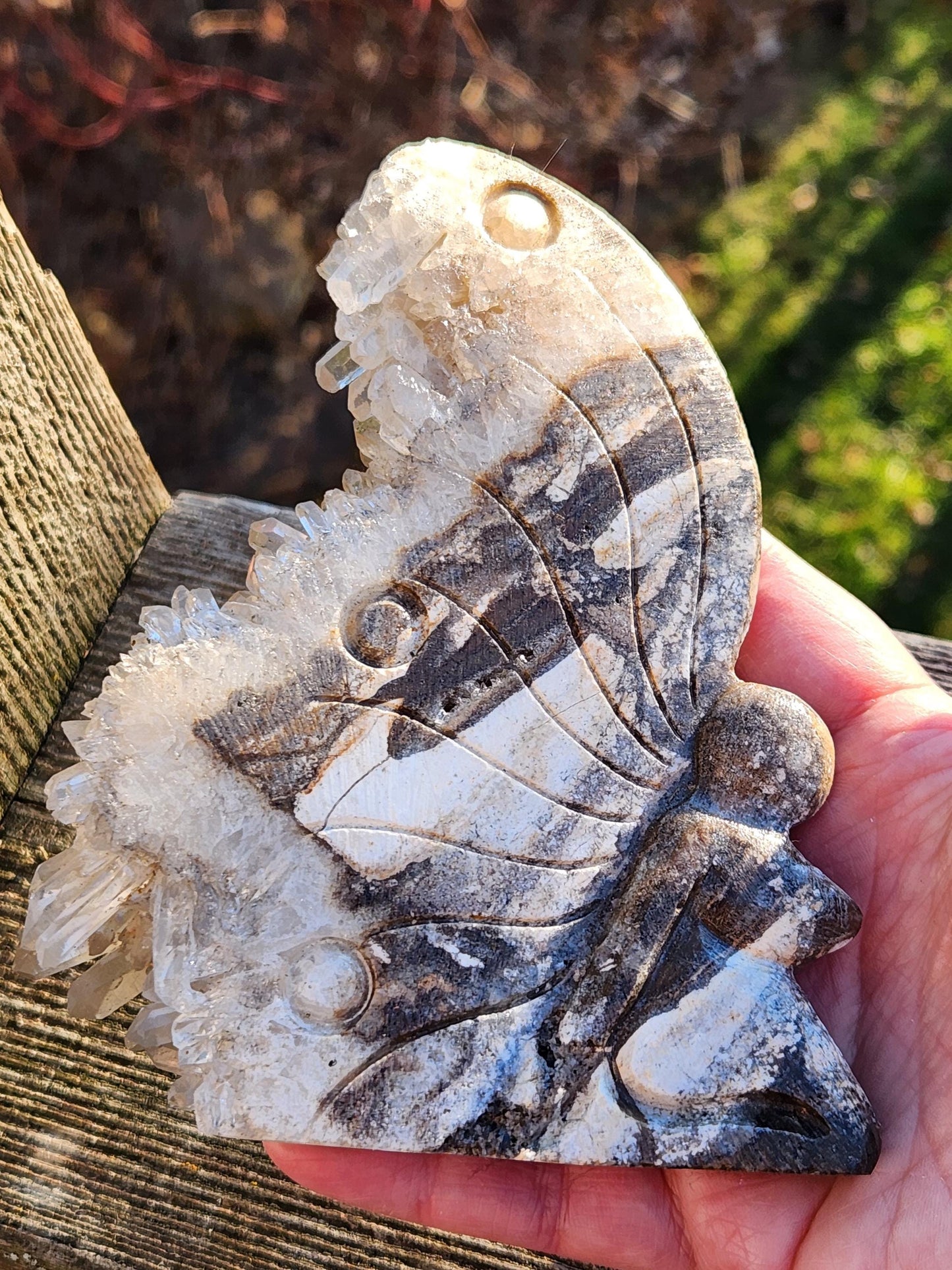 Super Unique Clear Quartz Points 0n Matrix Angel Or Fairy Carving Natural Stone Crystal