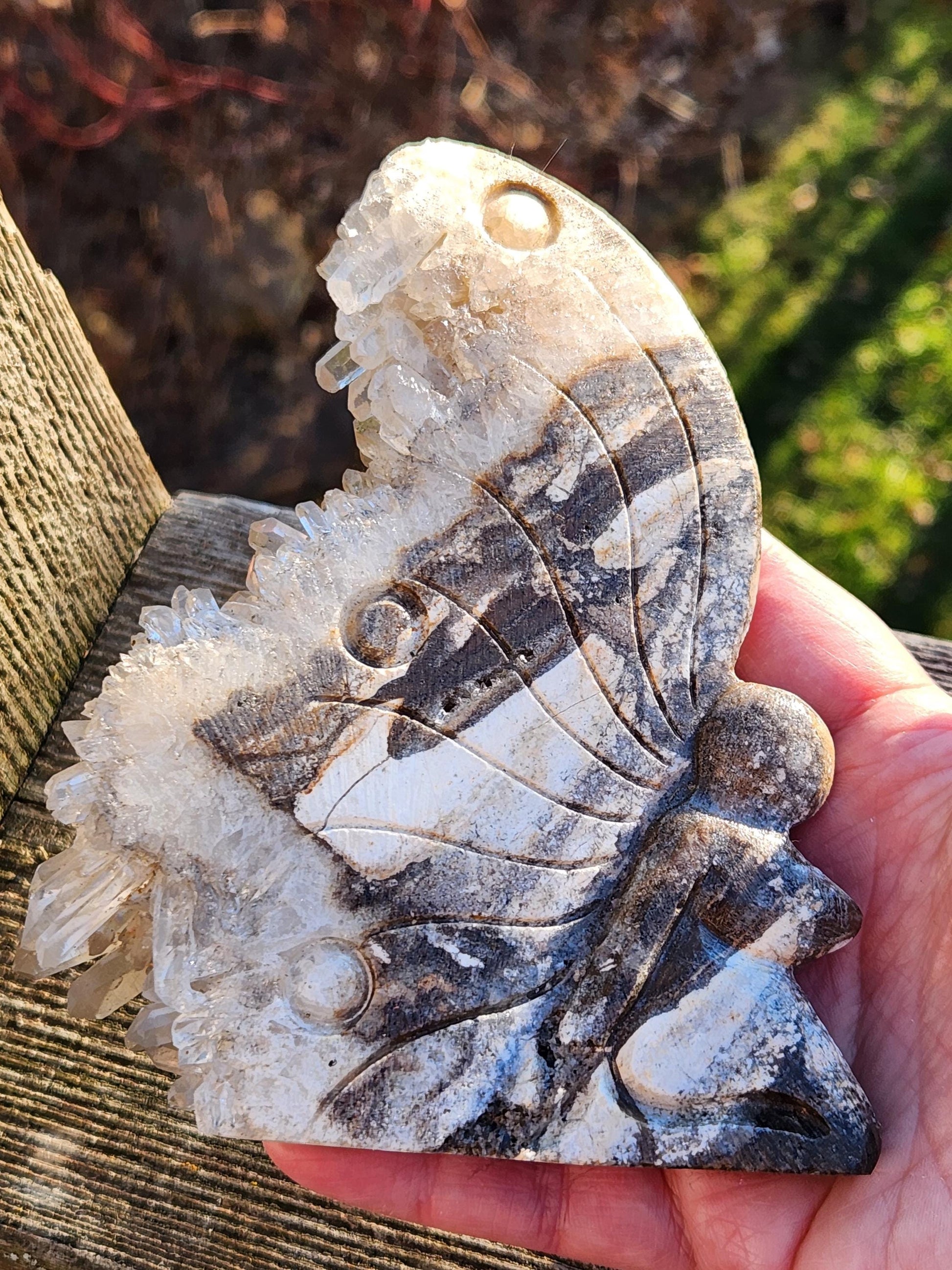 Super Unique Clear Quartz Points 0n Matrix Angel Or Fairy Carving Natural Stone Crystal