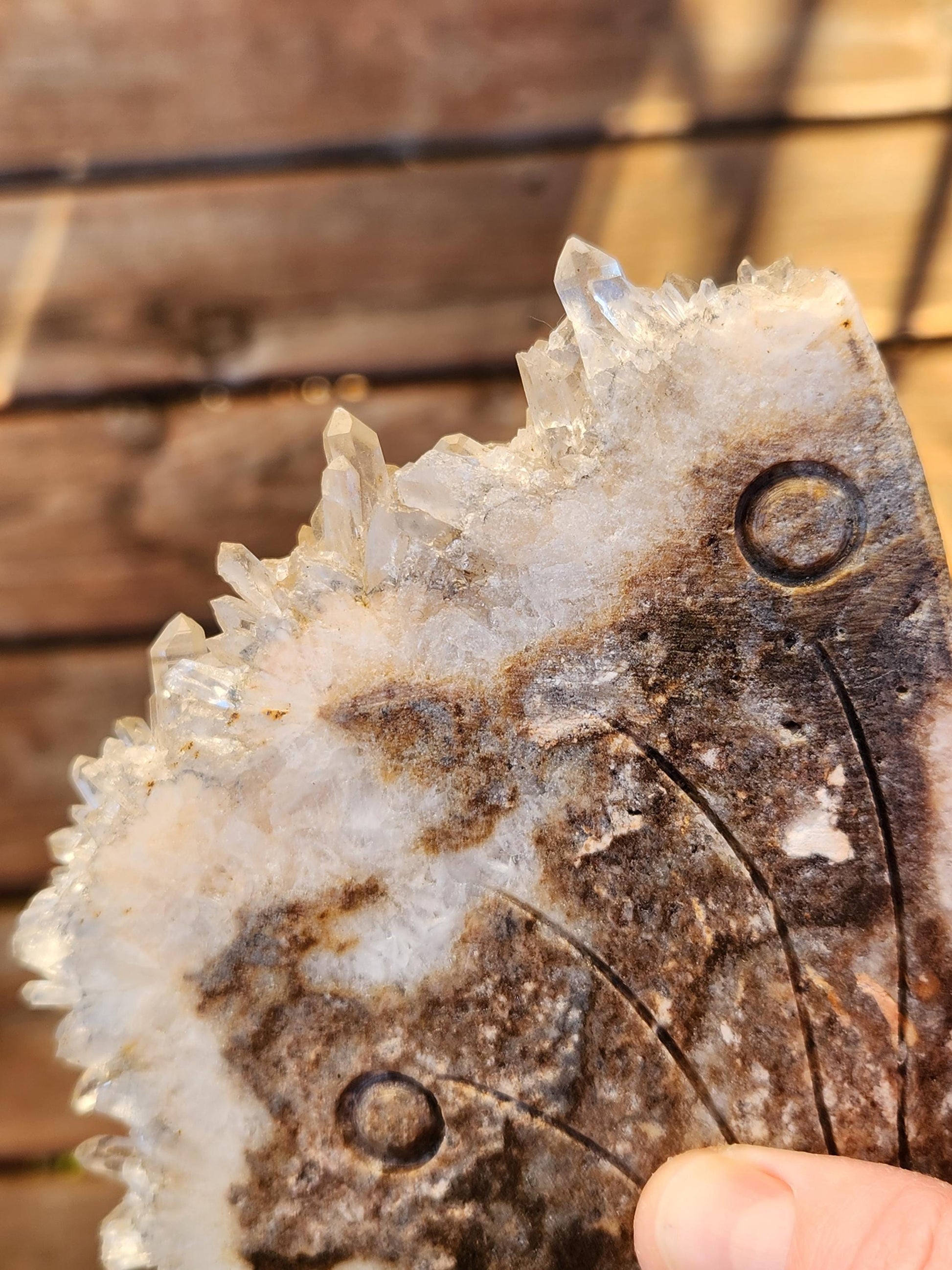 Super Unique Clear Quartz Points 0n Matrix Angel Or Fairy Carving Natural Stone Crystal