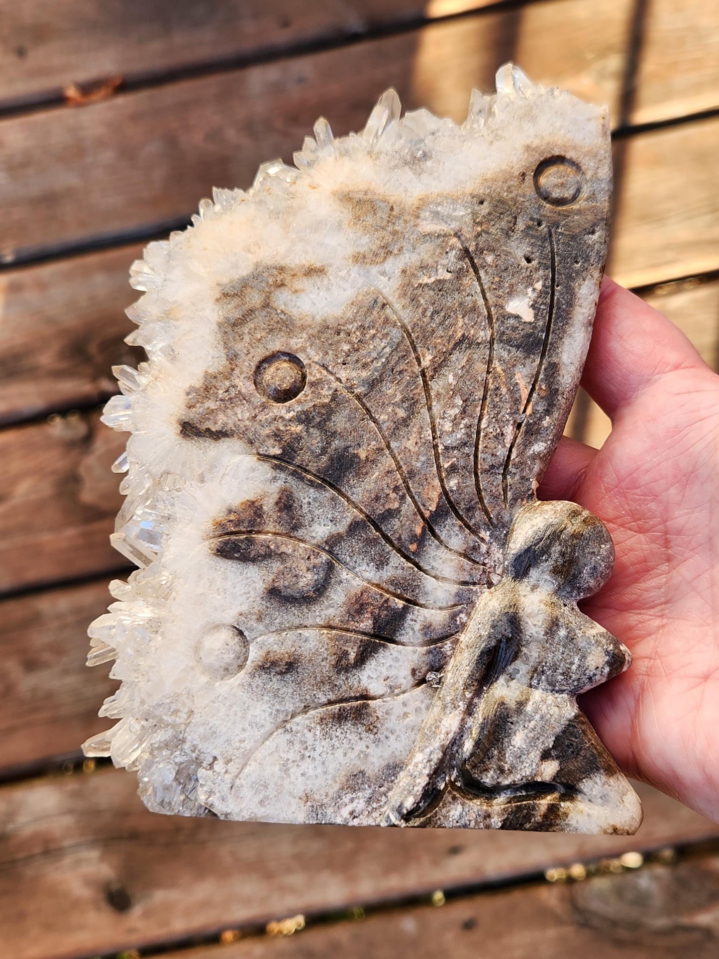 Super Unique Clear Quartz Points 0n Matrix Angel Or Fairy Carving Natural Stone Crystal