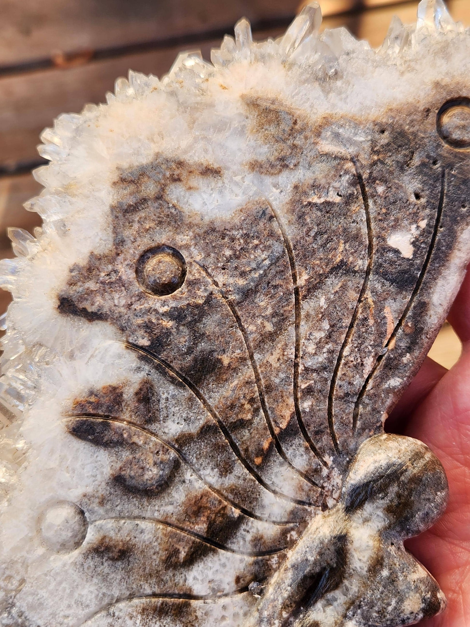 Super Unique Clear Quartz Points 0n Matrix Angel Or Fairy Carving Natural Stone Crystal