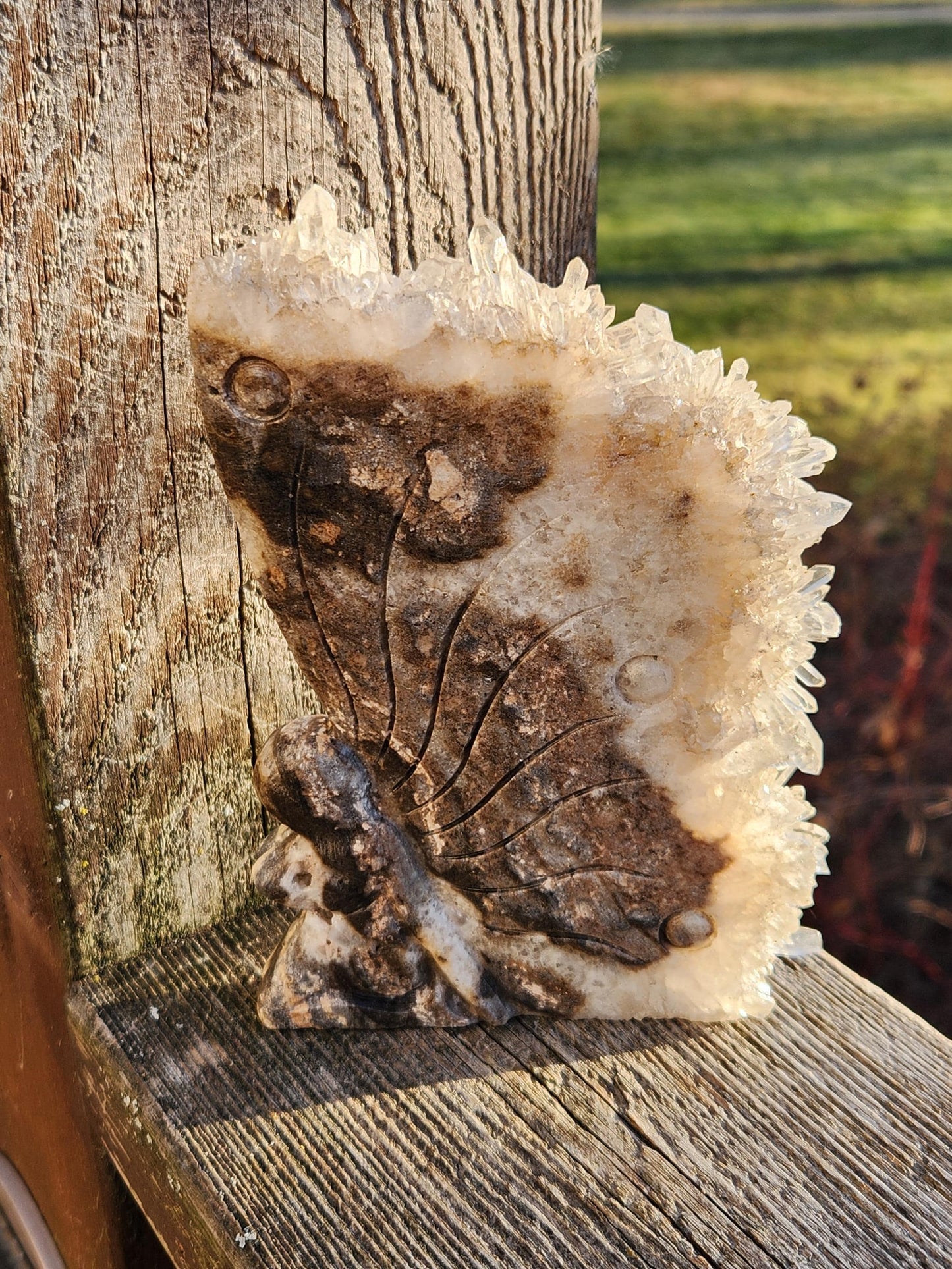 Super Unique Clear Quartz Points 0n Matrix Angel Or Fairy Carving Natural Stone Crystal