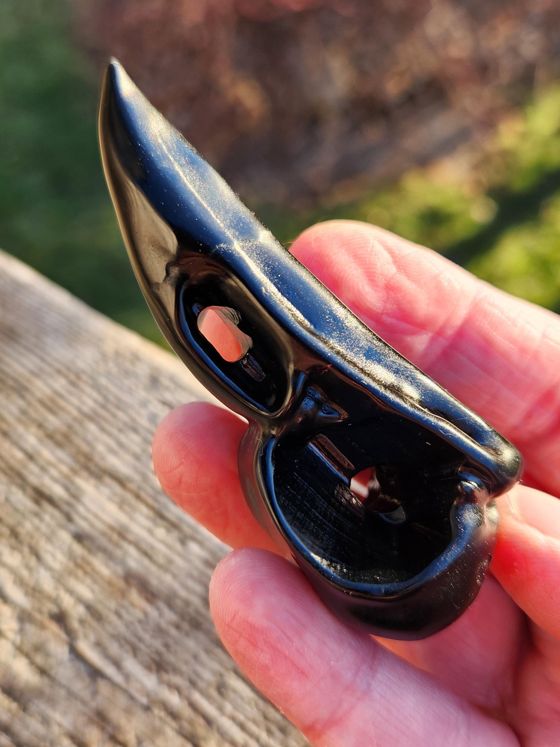 Carved Black Obsidian Small Raven Skull: Crystal Carving, One