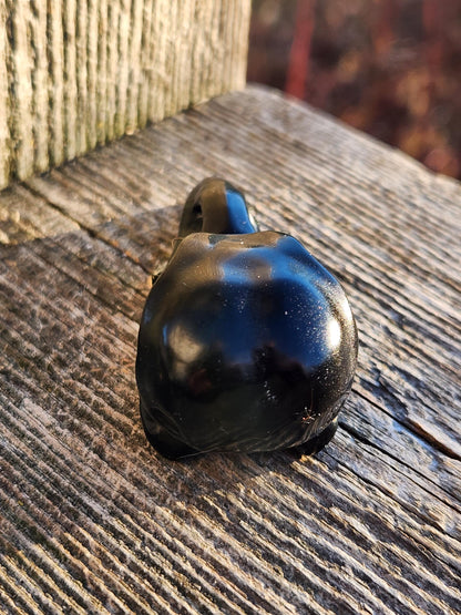 Carved Black Obsidian Small Raven Skull: Crystal Carving, One