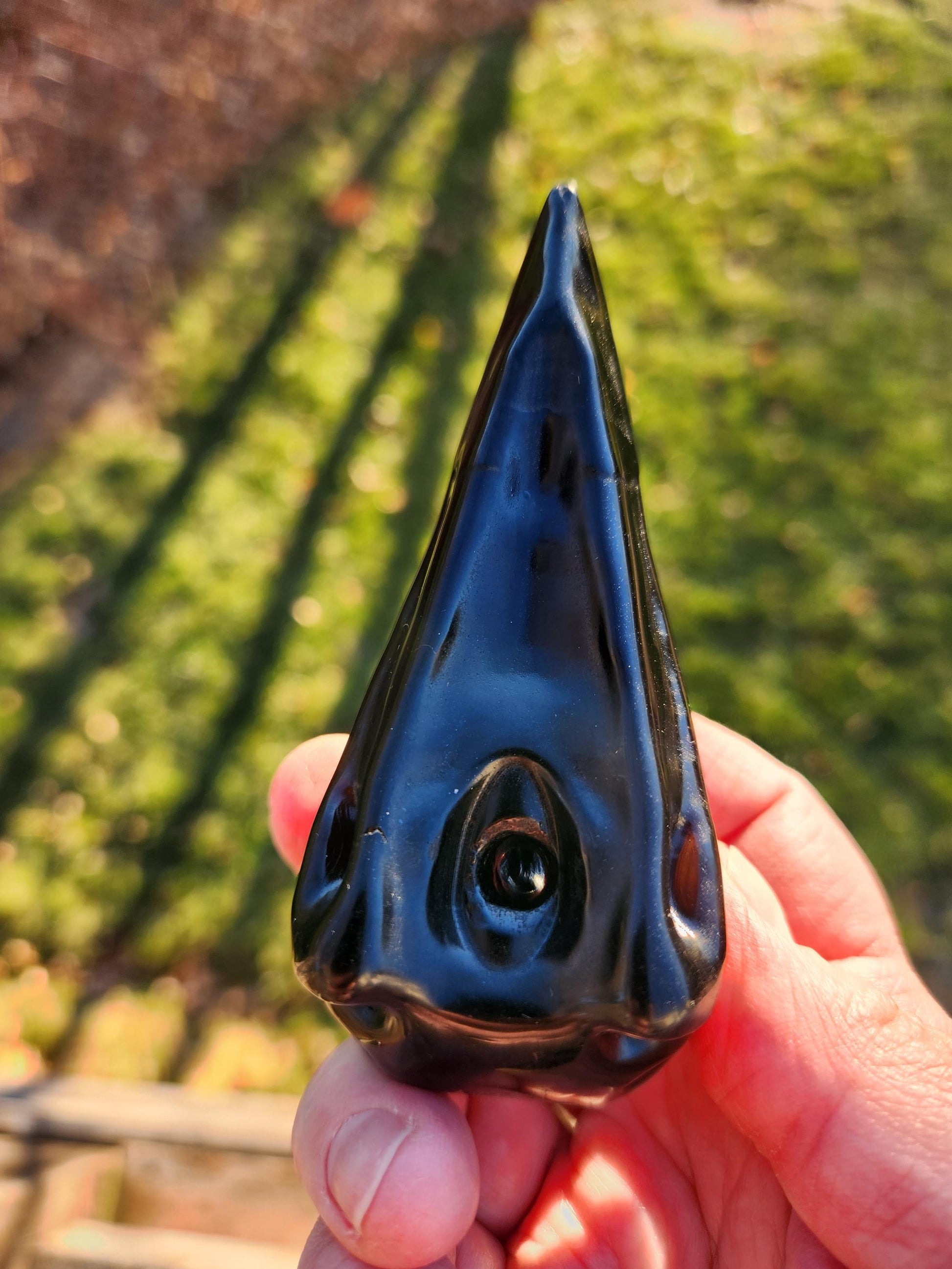 Carved Black Obsidian Medium Raven Skull: Crystal Carving, One