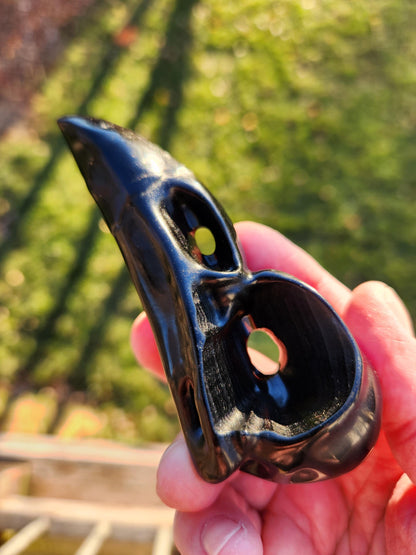 Carved Black Obsidian Medium Raven Skull: Crystal Carving, One