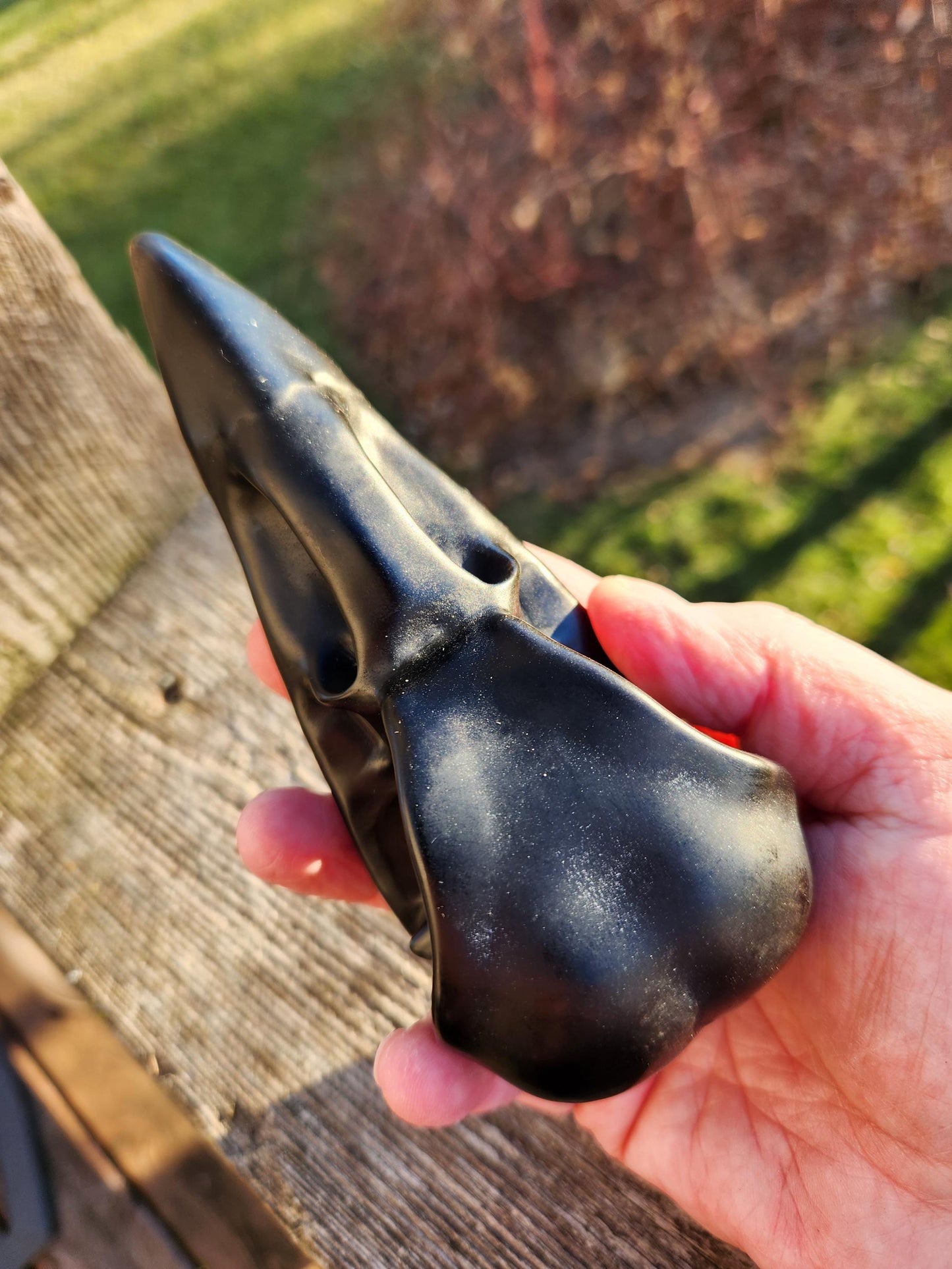 Carved Black Obsidian Large Raven Skull: Crystal Carving, One