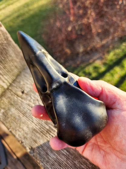 Carved Black Obsidian Large Raven Skull: Crystal Carving, One