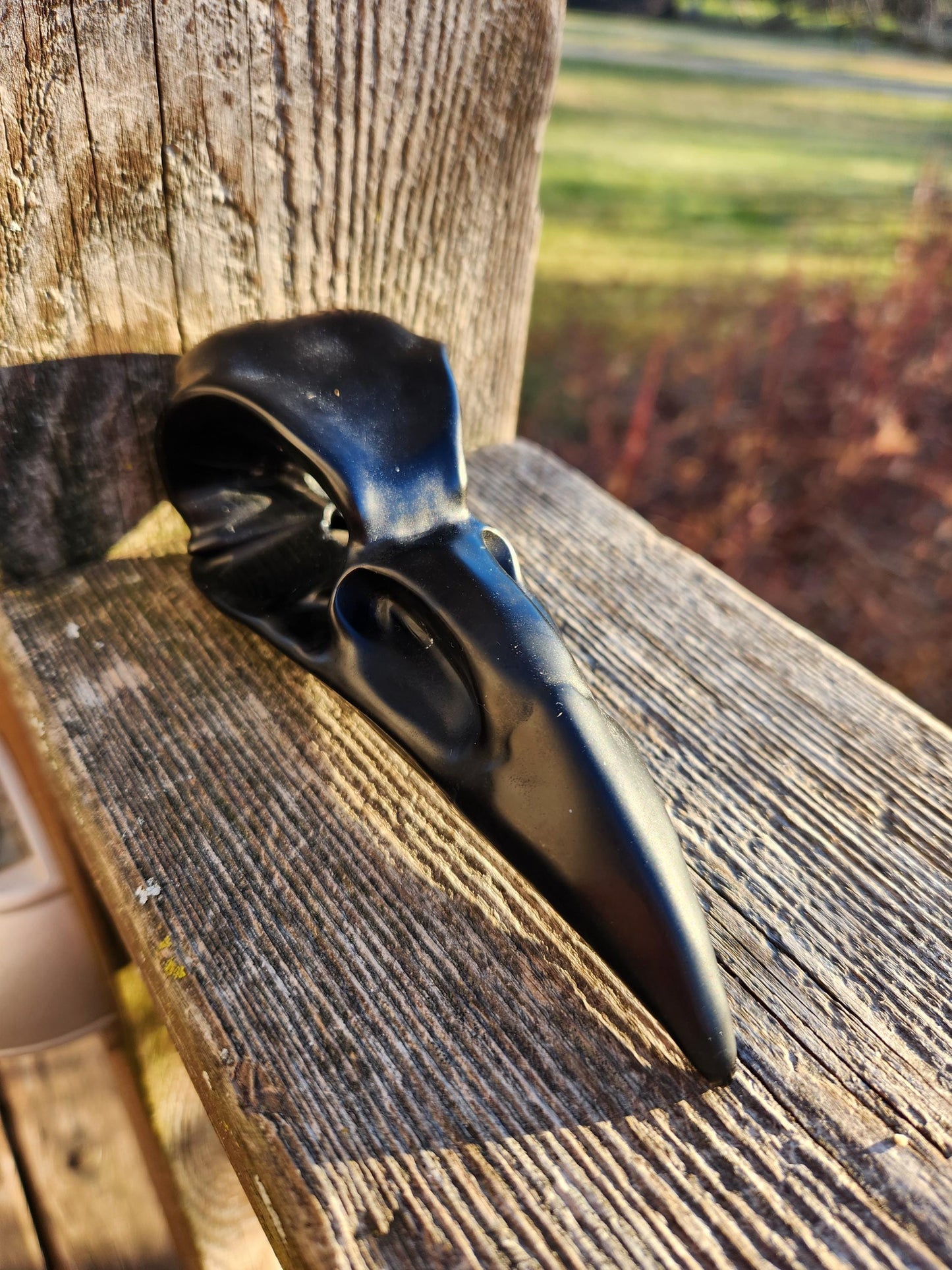 Carved Black Obsidian Large Raven Skull: Crystal Carving, One