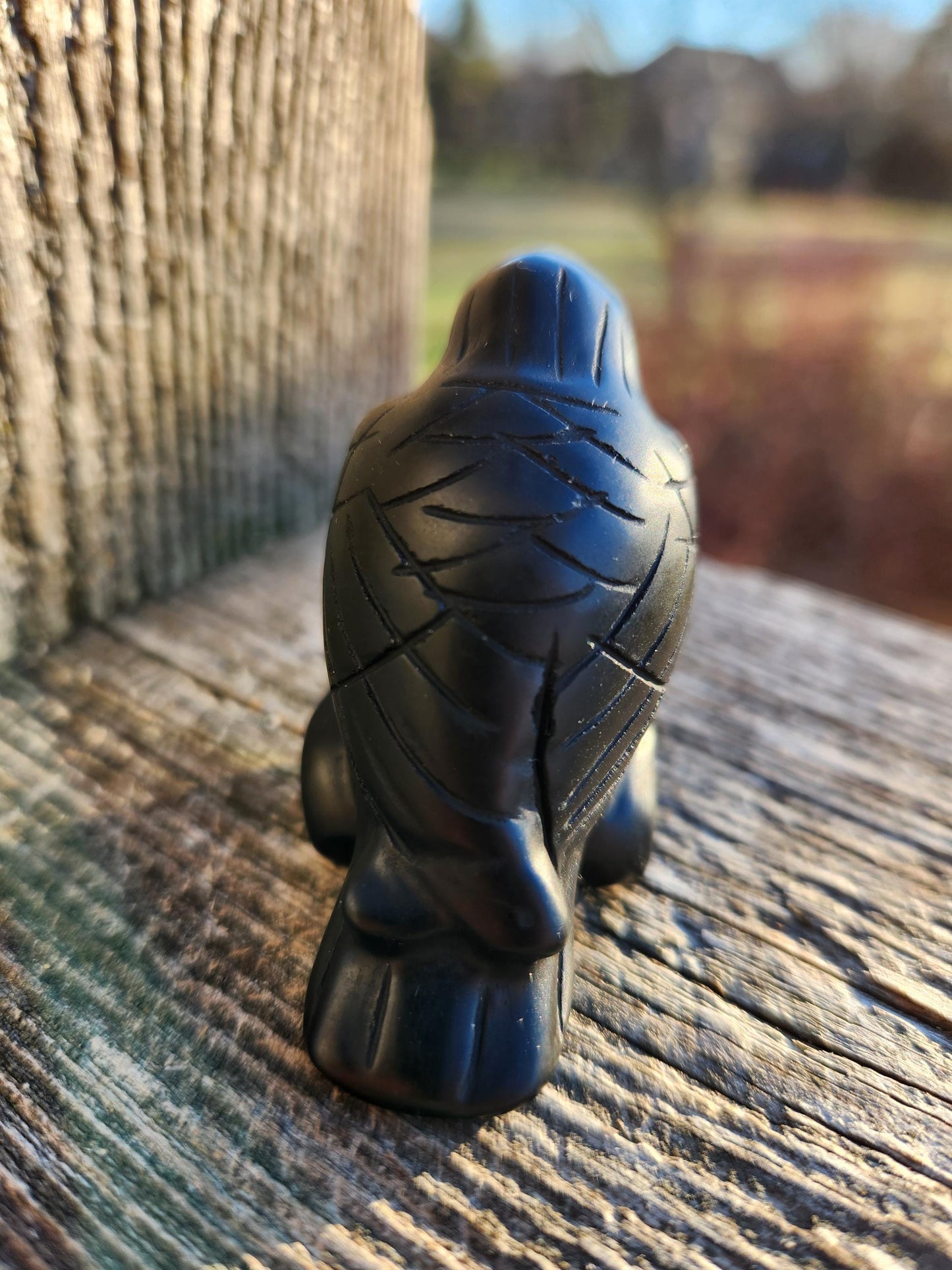 Carved Black Obsidian Crow Raven on Stand: Natural Crystal Raven Figurine