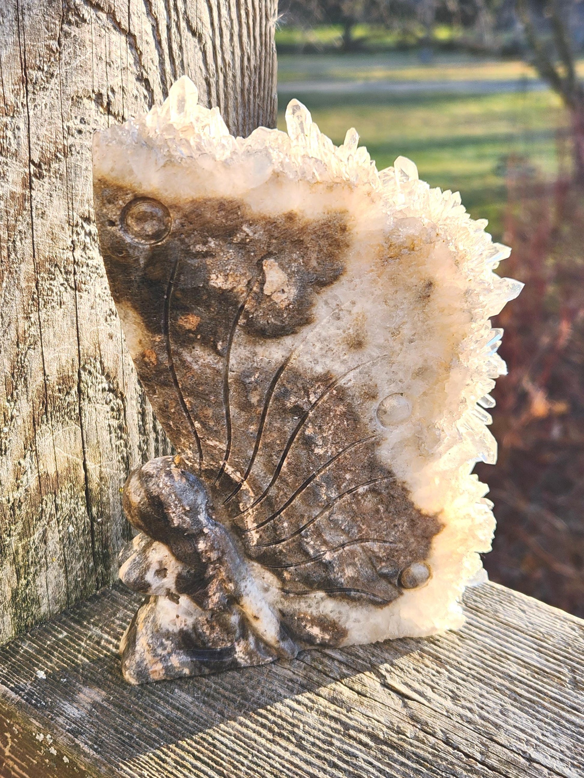 Super Unique Clear Quartz Points 0n Matrix Angel Or Fairy Carving Natural Stone Crystal