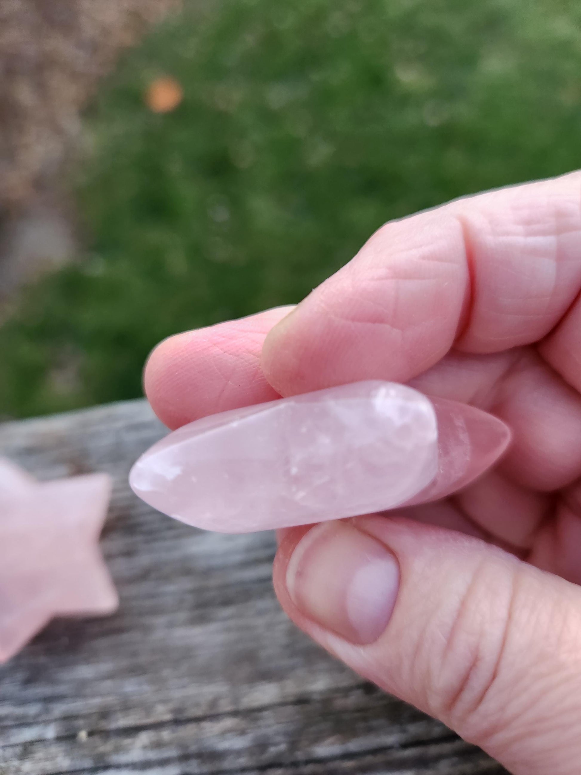 AAA Rose Quartz Crystal Small Star, High Polish Pocket Stone, One