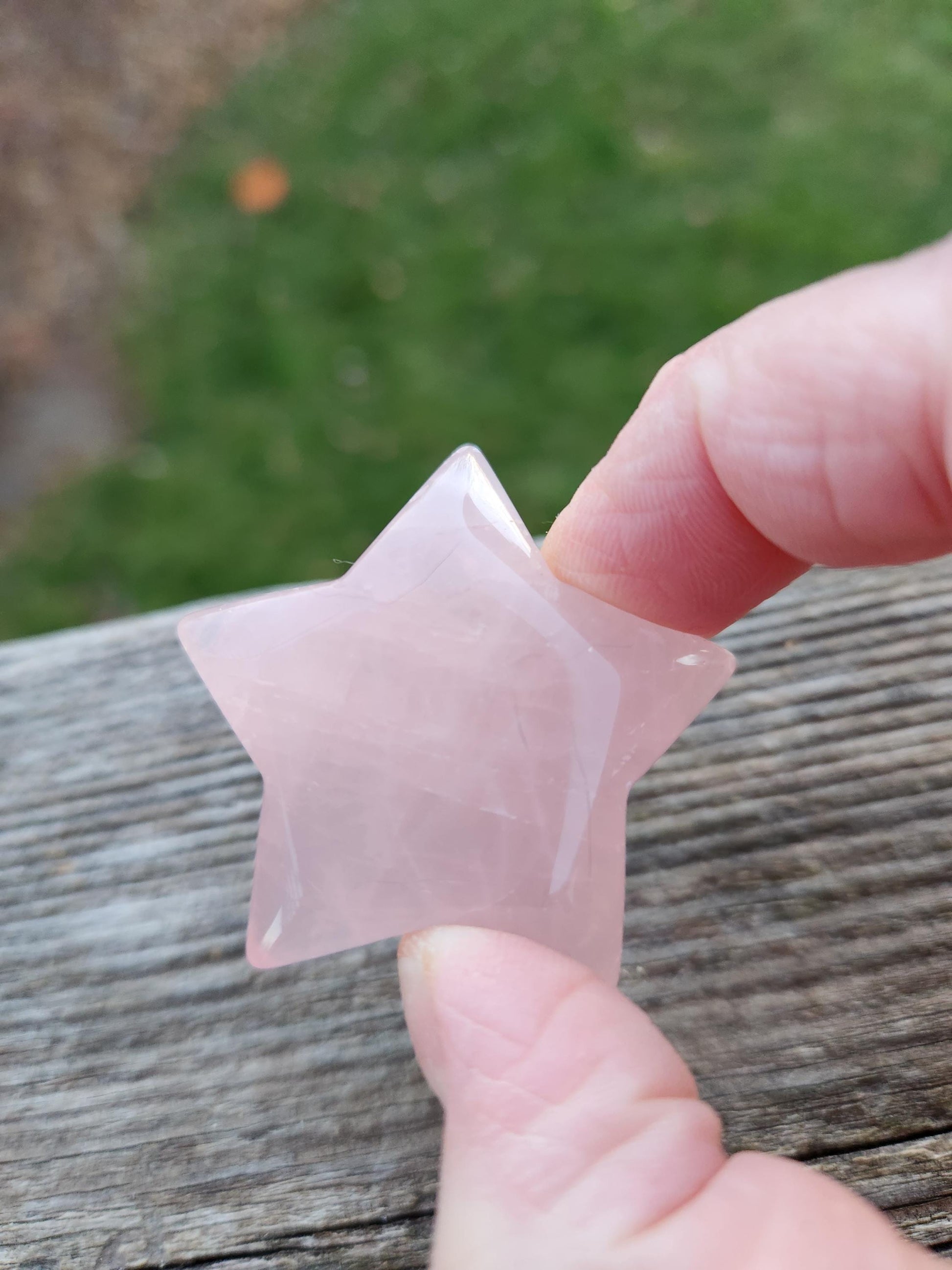 AAA Rose Quartz Crystal Small Star, High Polish Pocket Stone, One