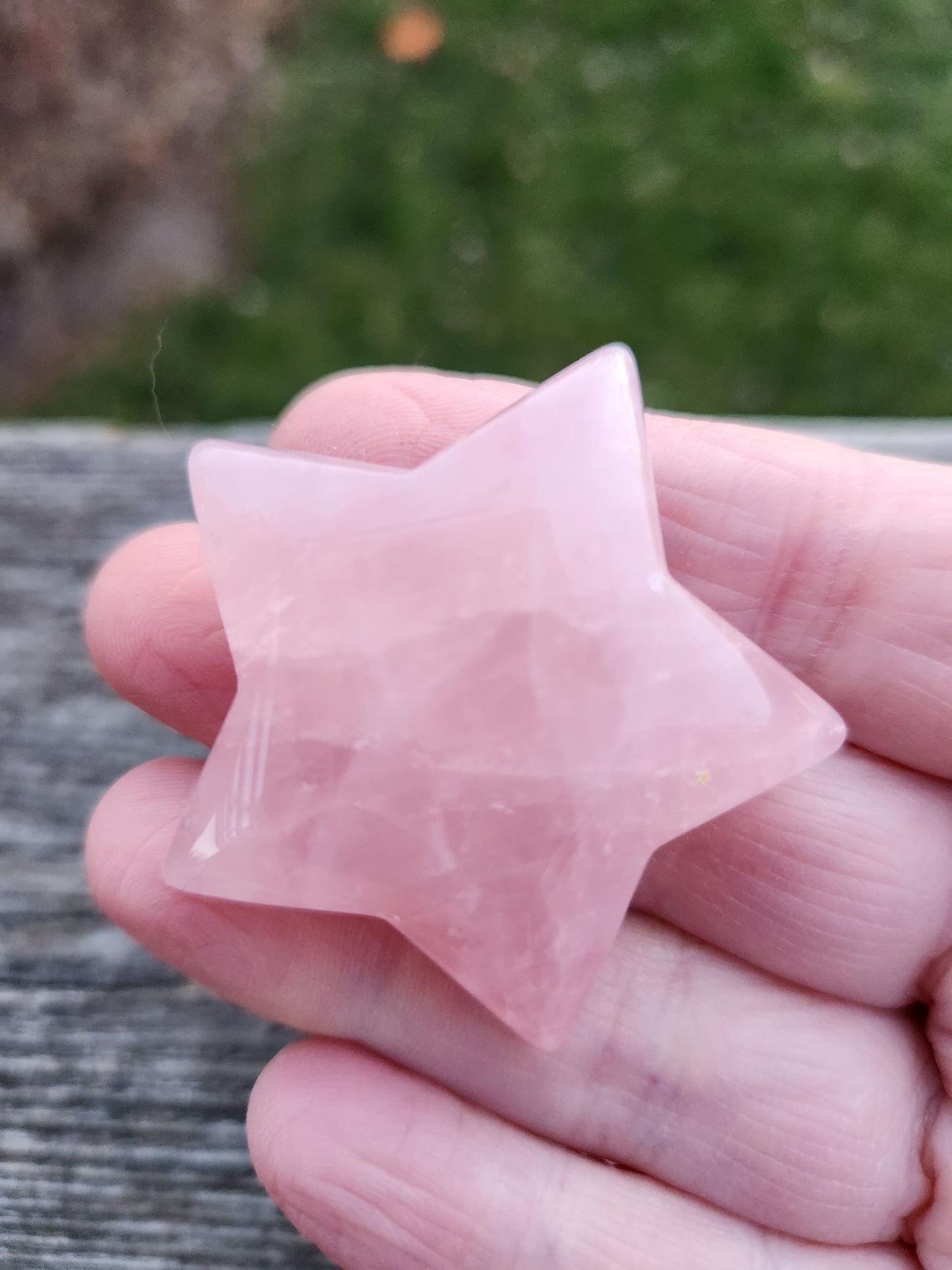 AAA Rose Quartz Crystal Small Star, High Polish Pocket Stone, One