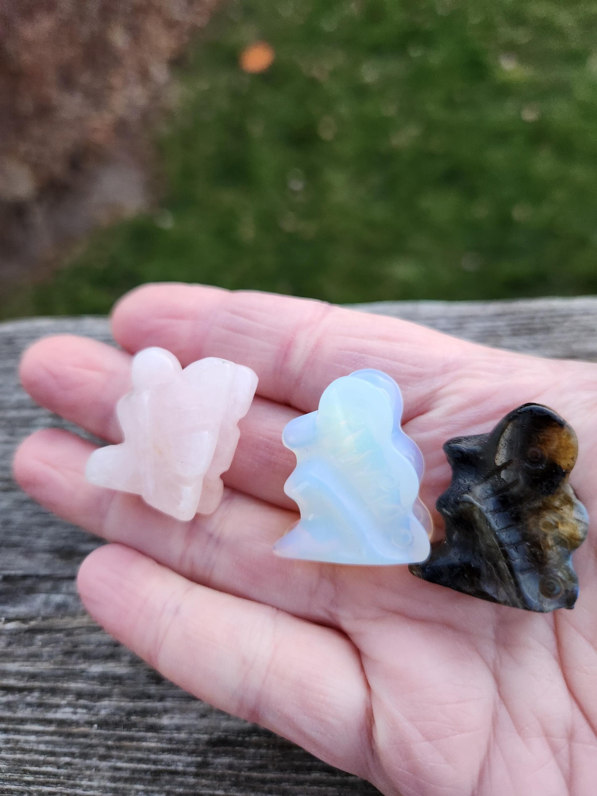 Carved Crystal Pocket Fairy: Rose Quartz, Opalite, or Labradorite, One