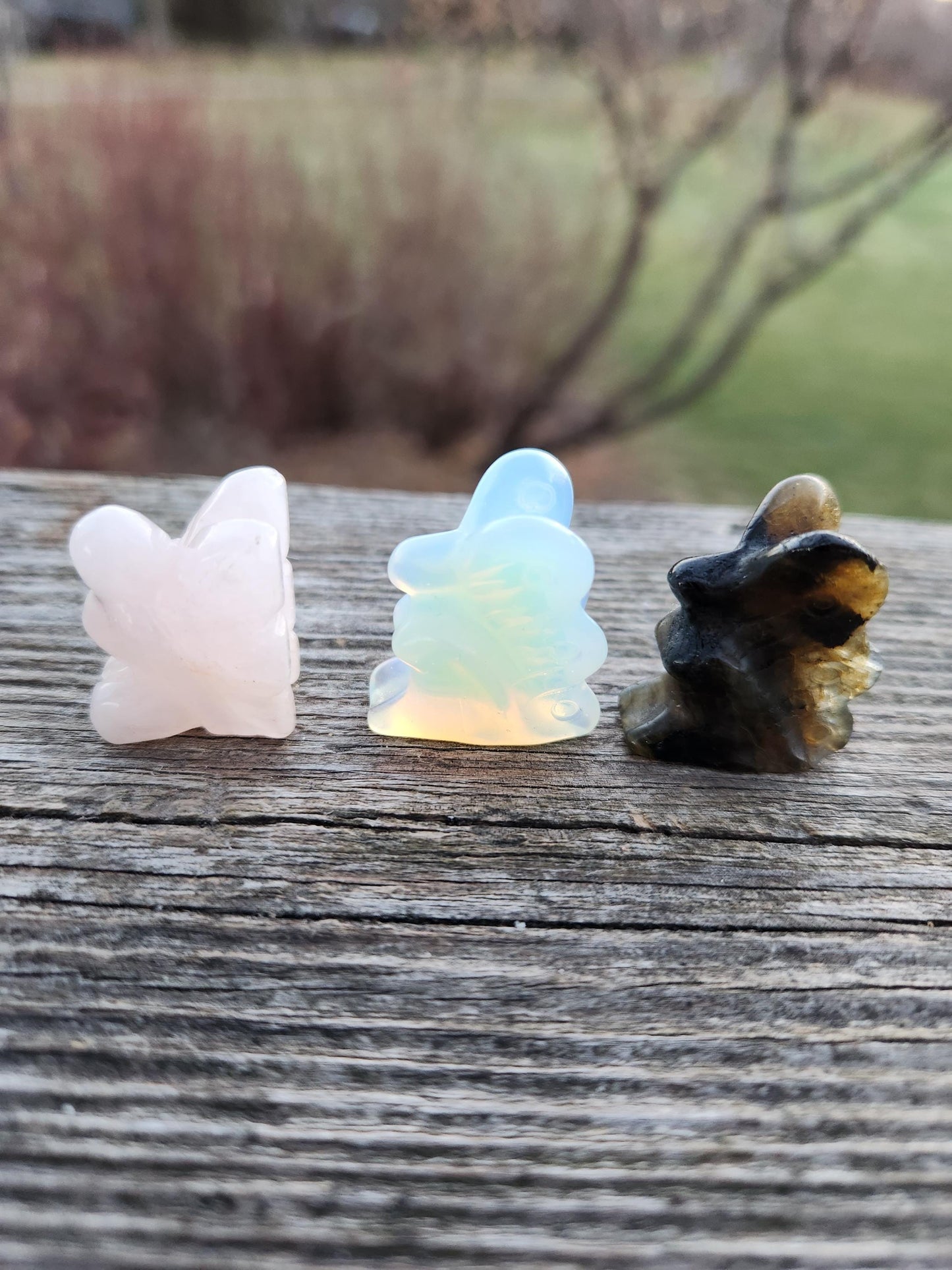 Carved Crystal Pocket Fairy: Rose Quartz, Opalite, or Labradorite, One