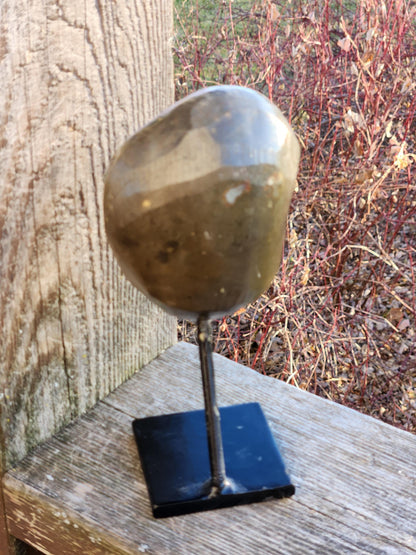 Gorgeous Dark Purple Amethyst Crystal On Metal Stand with Polished Edges, Cathedral