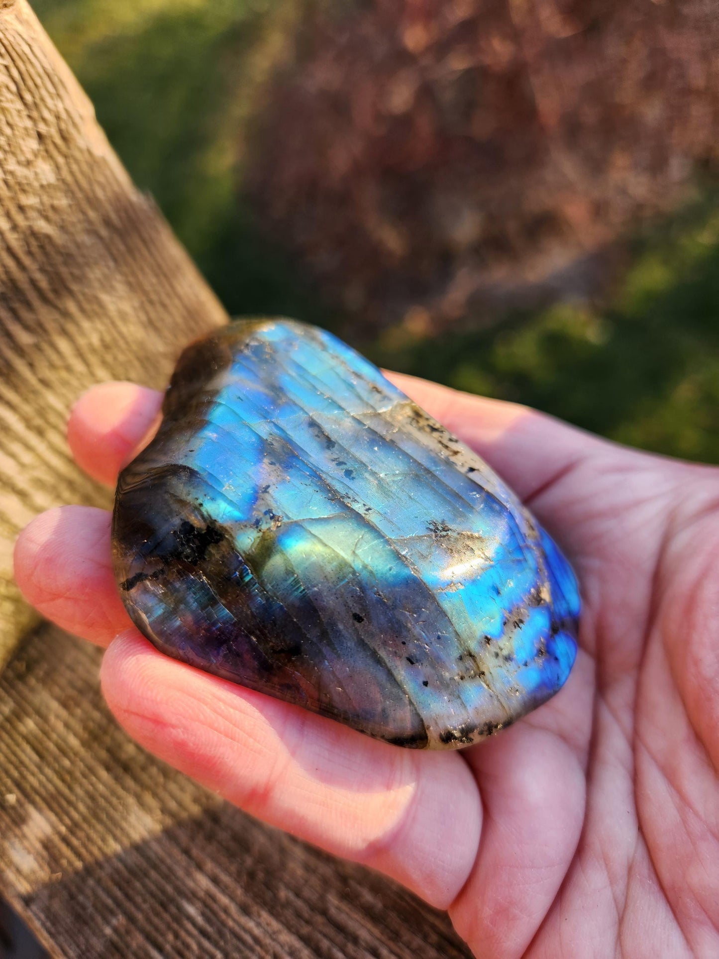 Labradorite Bowl or Dish Carving: Crystal with Blue Flash