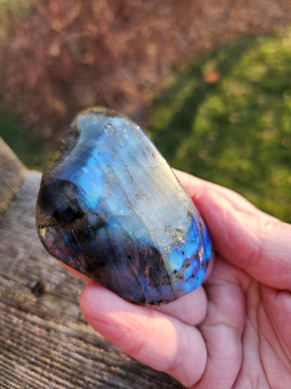 Labradorite Bowl or Dish Carving: Crystal with Blue Flash