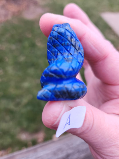 Carved Lapis Lazuli Cobra Snake: Crystal Carving, One