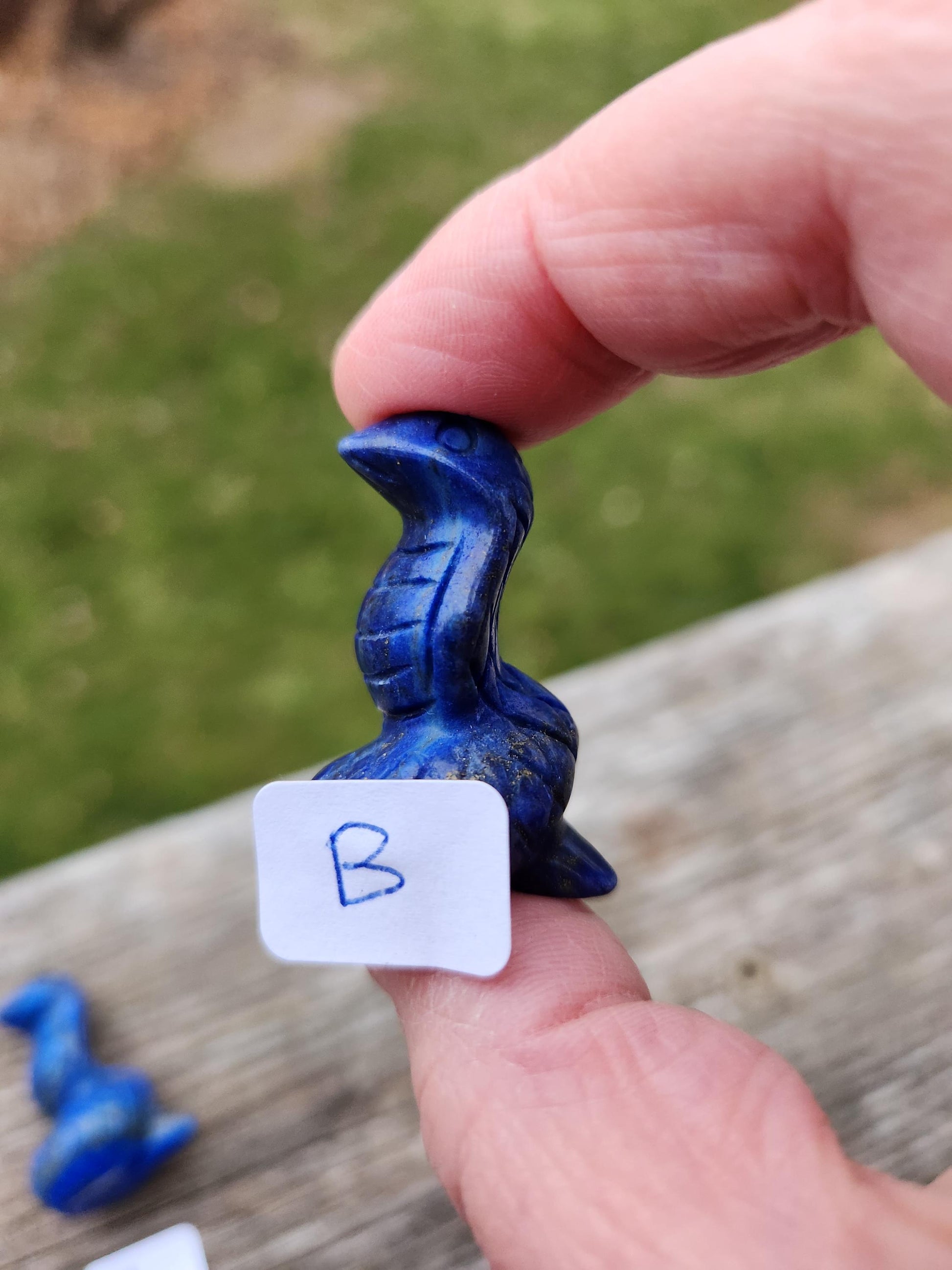 Carved Lapis Lazuli Cobra Snake: Crystal Carving, One