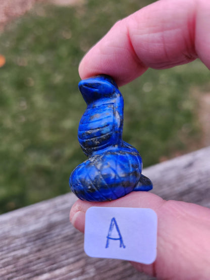 Carved Lapis Lazuli Cobra Snake: Crystal Carving, One