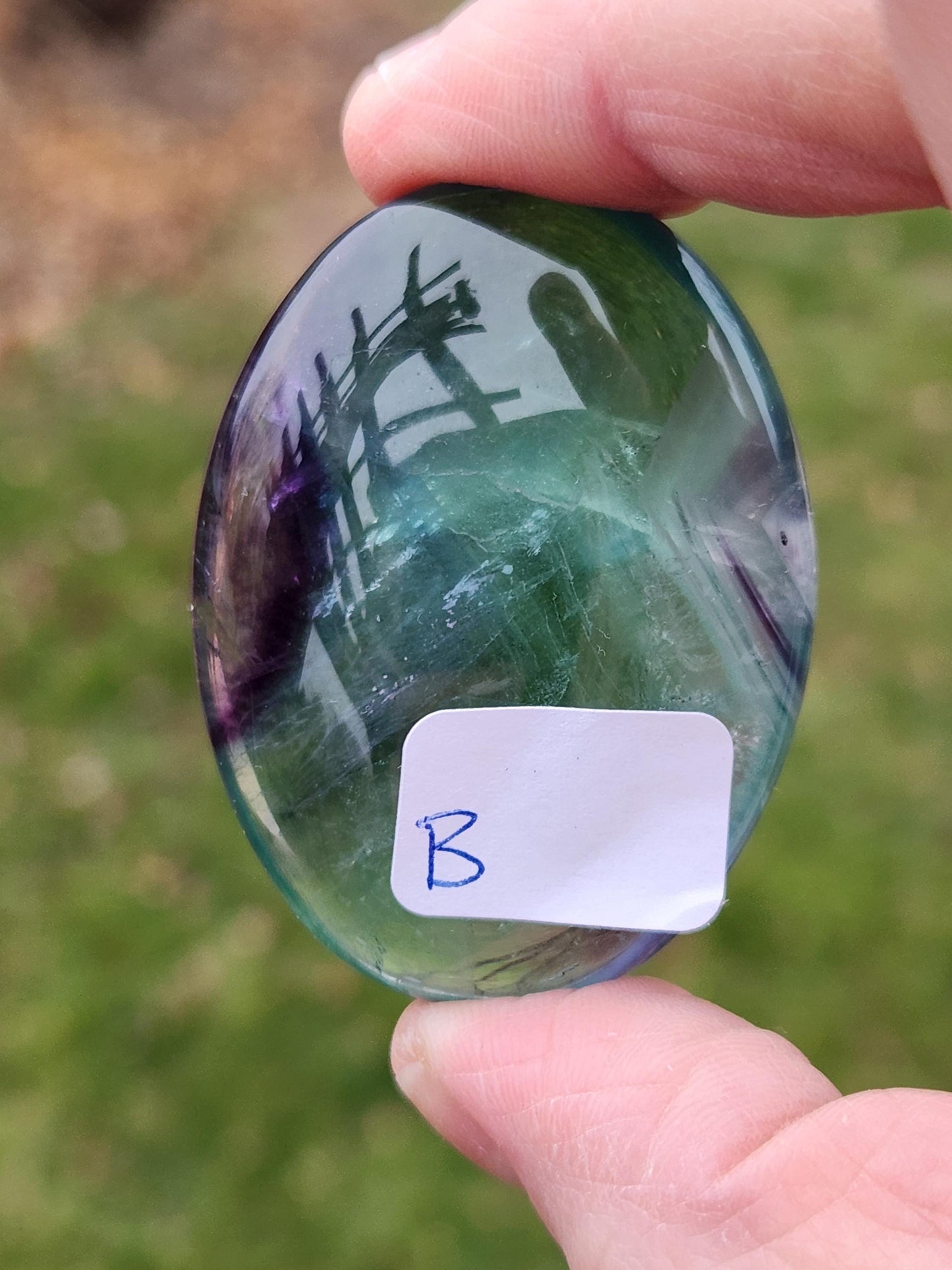 AAA Green & Purple Fluorite Crystal Palm, One