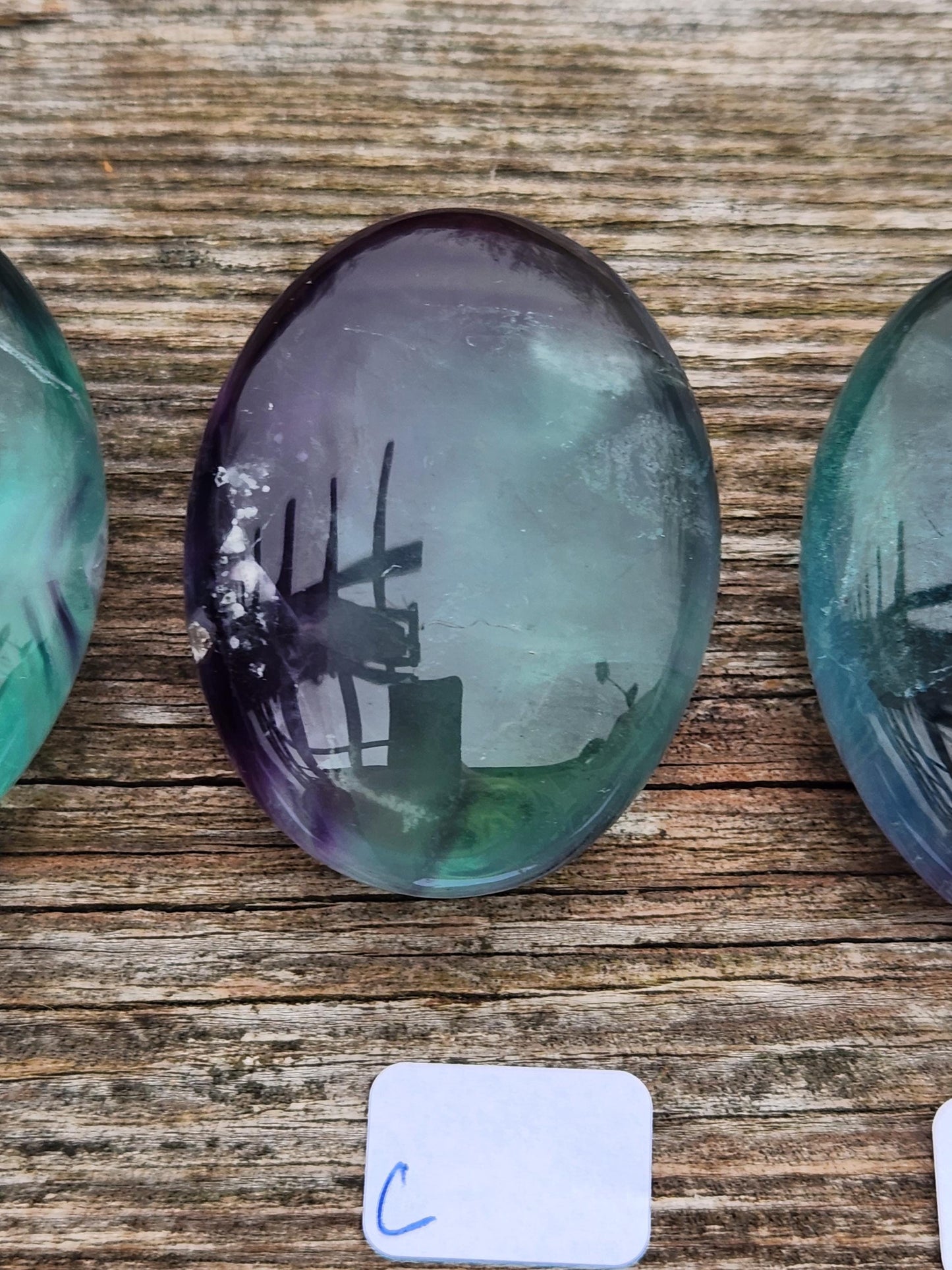 AAA Green & Purple Fluorite Crystal Palm, One