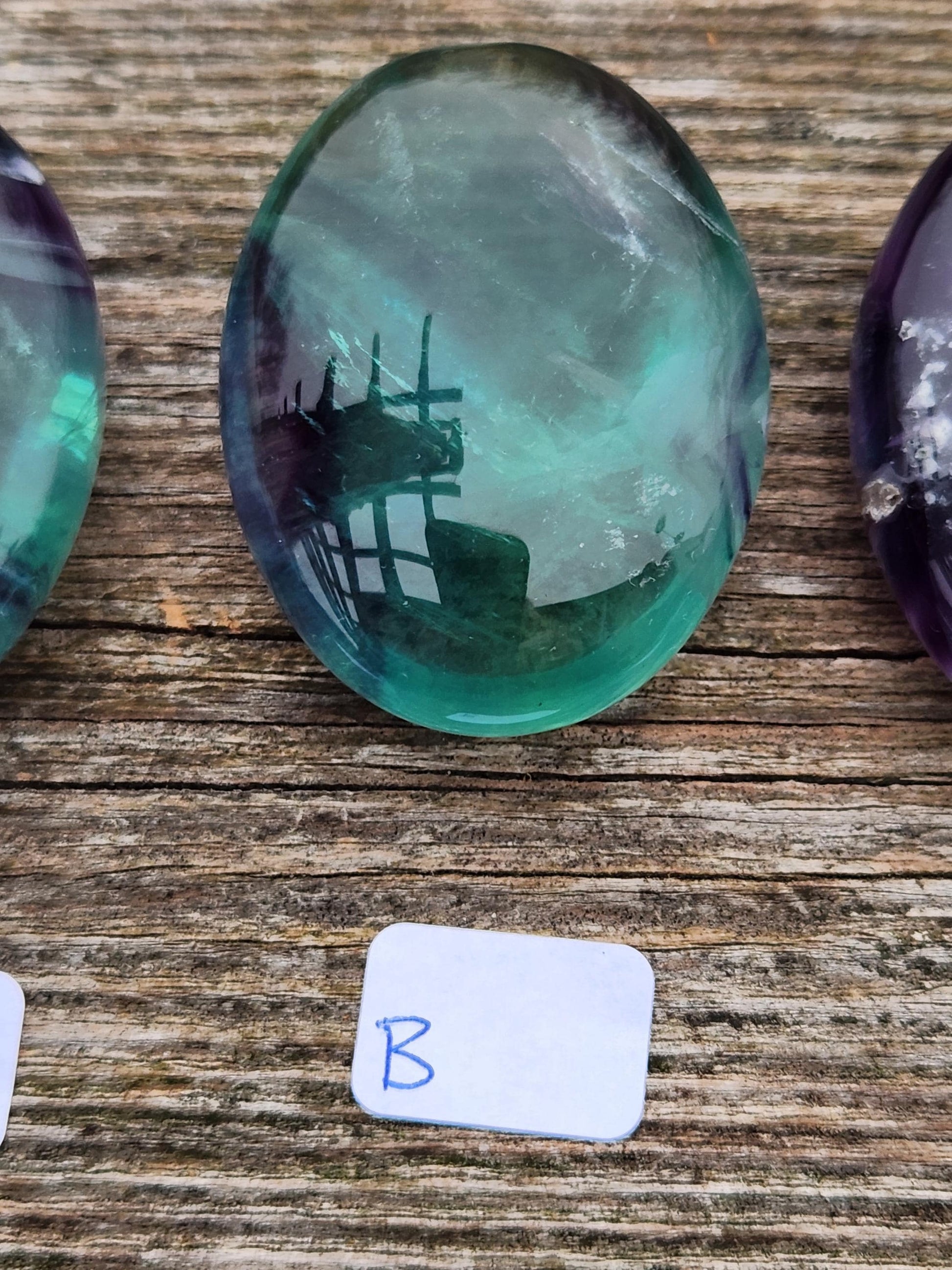 AAA Green & Purple Fluorite Crystal Palm, One