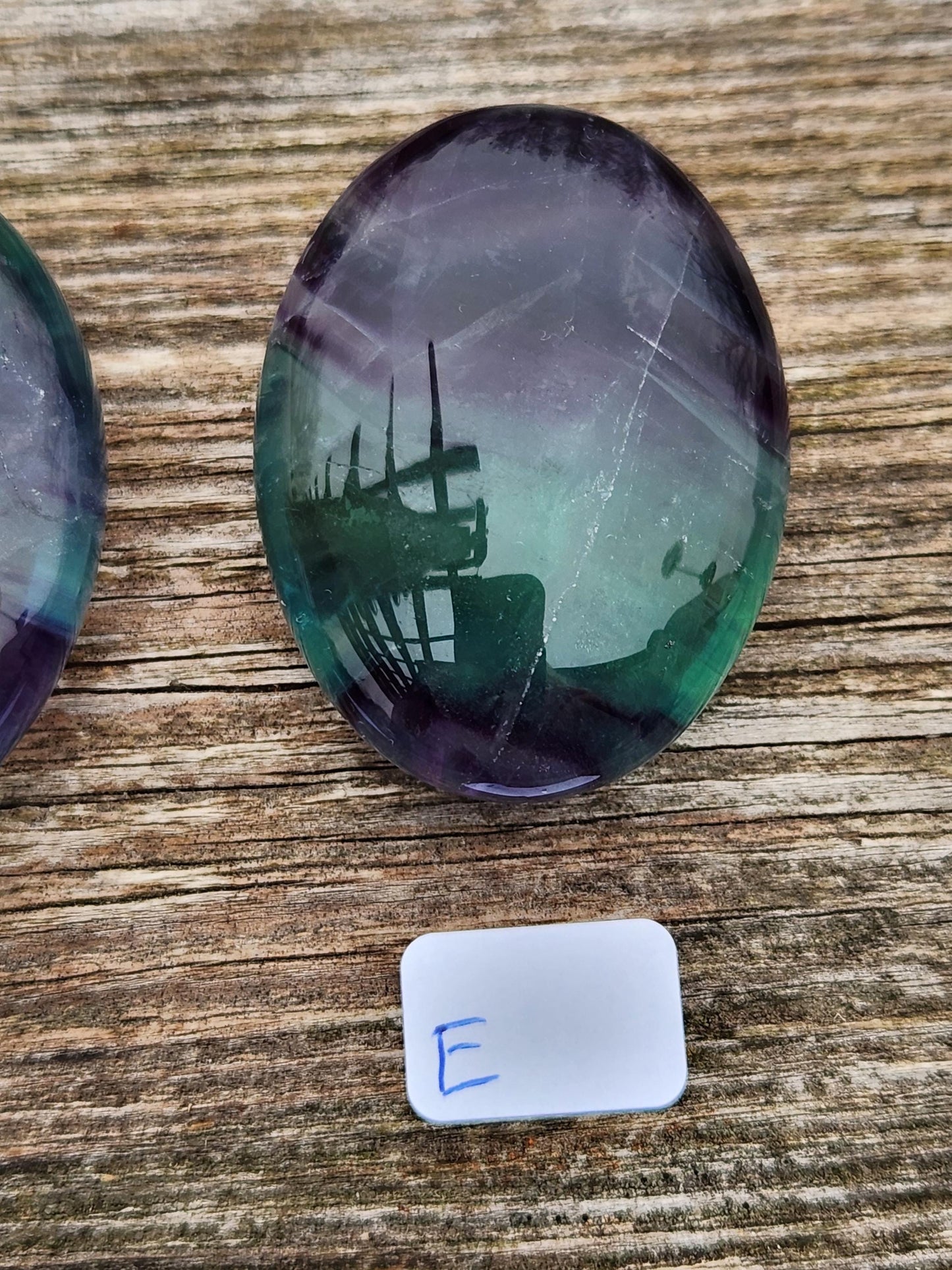AAA Green & Purple Fluorite Crystal Palm, One