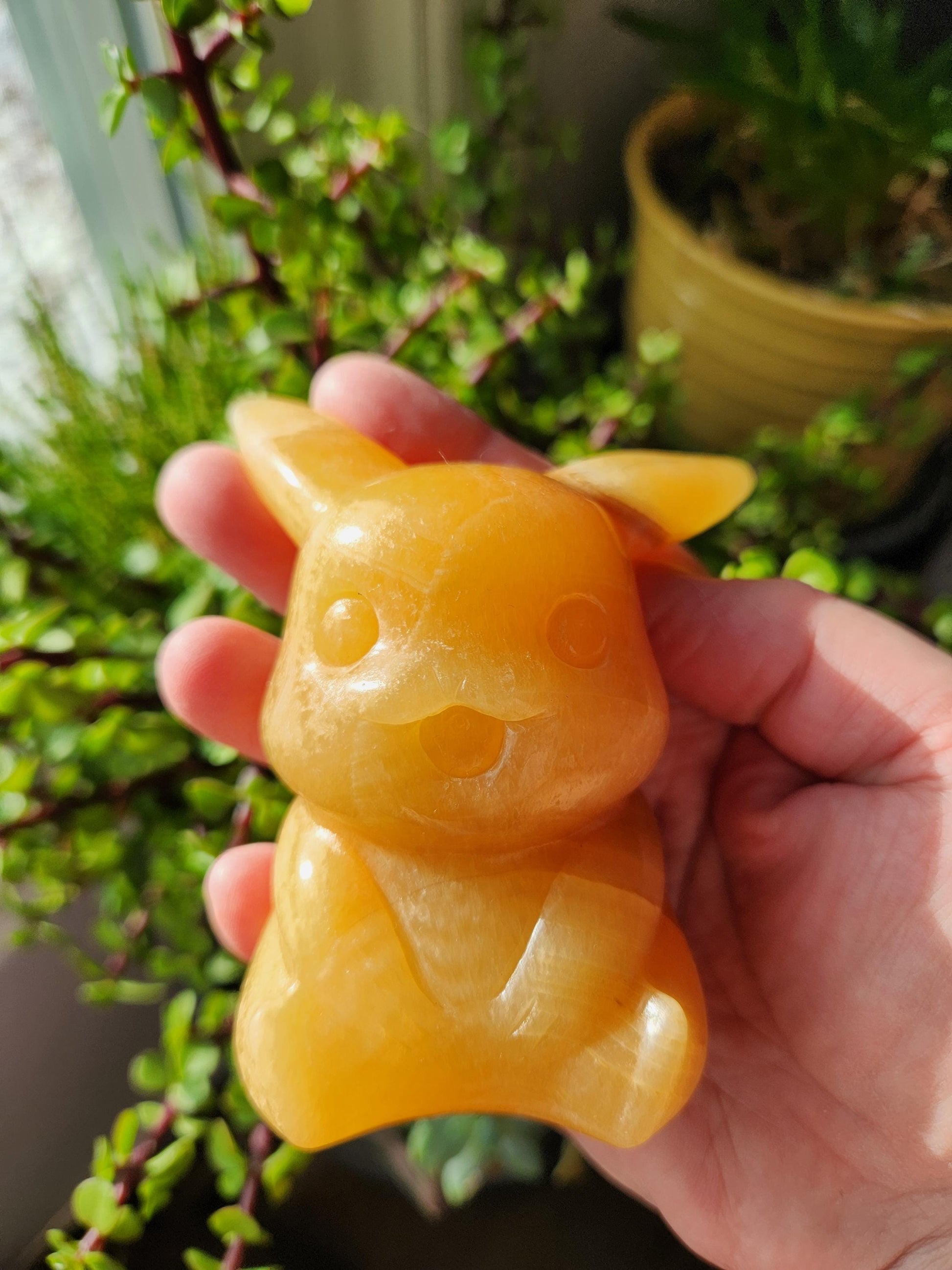 Super Cute BIG Yellow Calcite Pikachu Natural Stone Crystal Pokemon