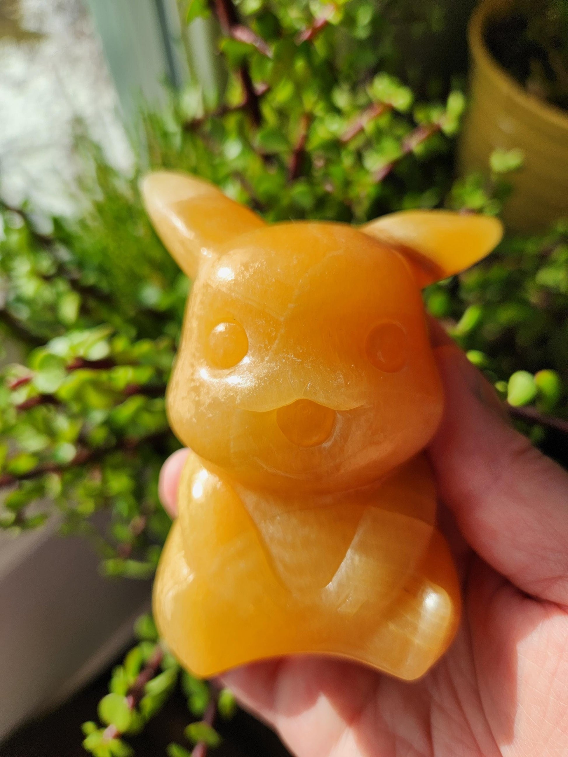 Super Cute BIG Yellow Calcite Pikachu Natural Stone Crystal Pokemon