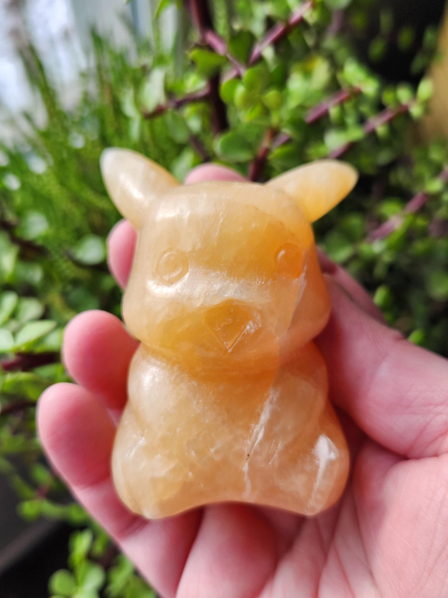 Super Medium Yellow Calcite Pikachu Natural Stone Crystal Pokemon