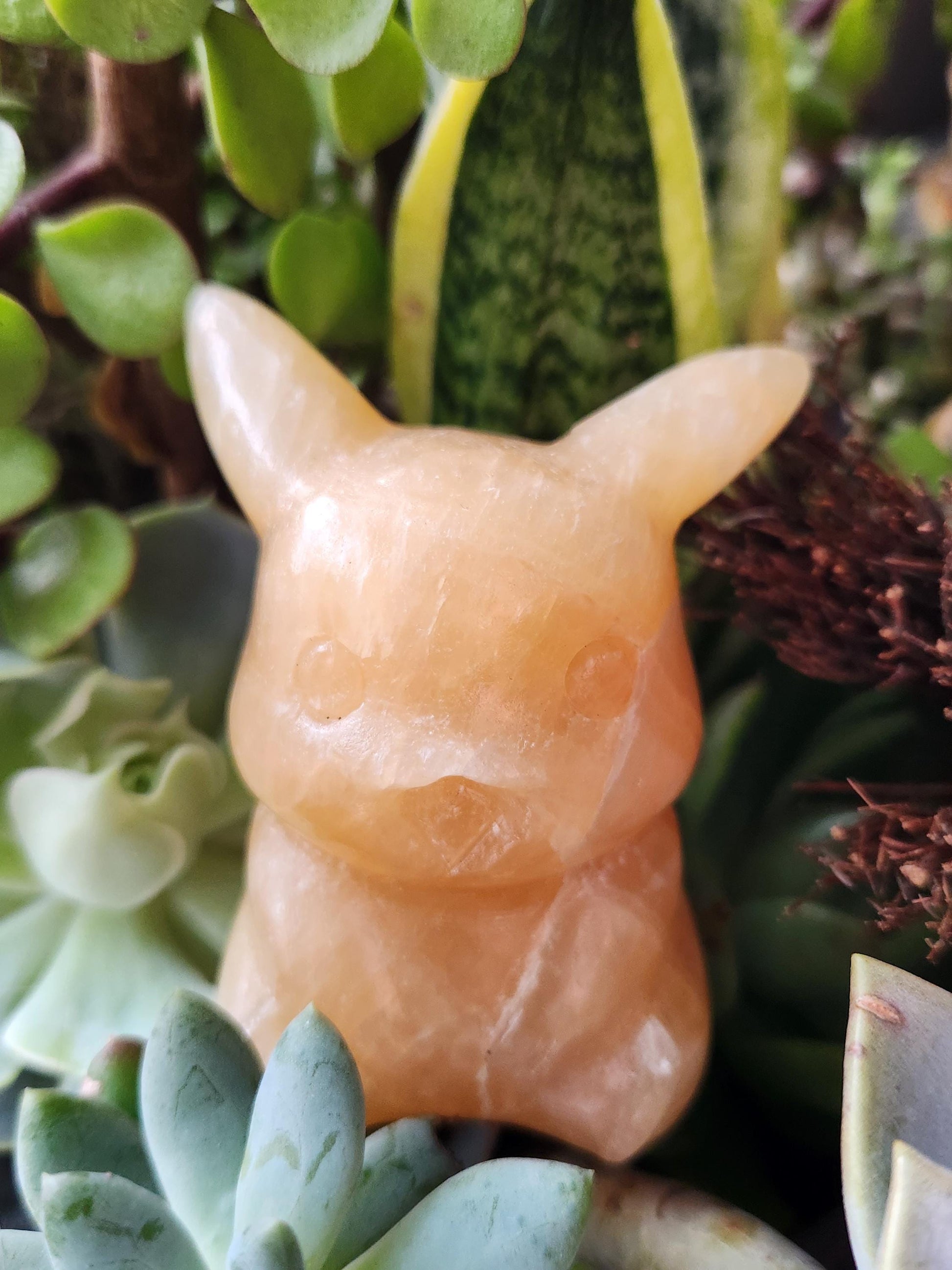 Super Medium Yellow Calcite Pikachu Natural Stone Crystal Pokemon