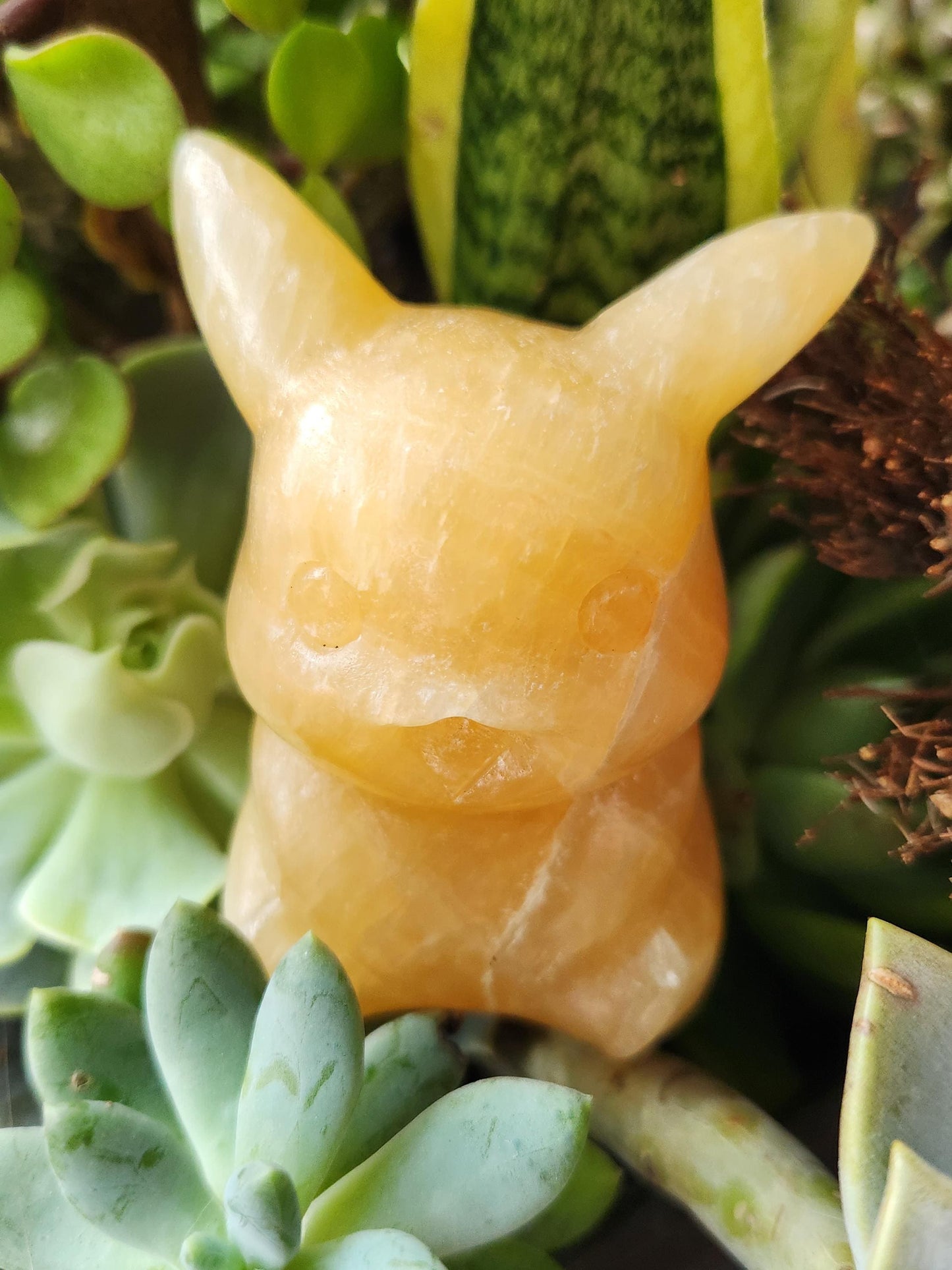 Super Medium Yellow Calcite Pikachu Natural Stone Crystal Pokemon