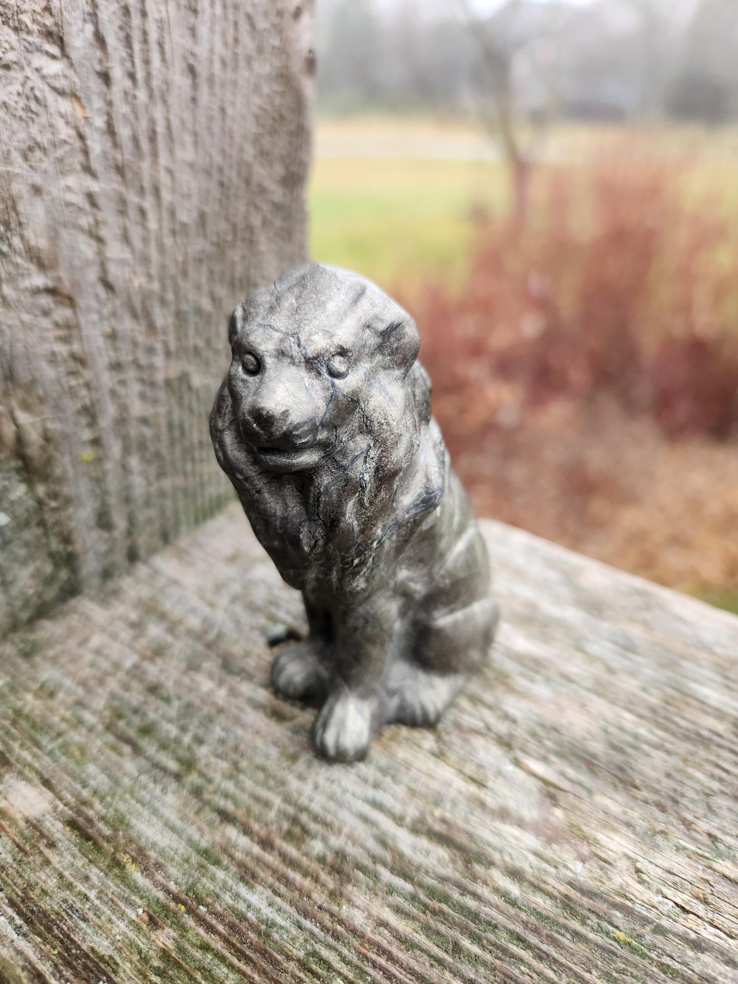 Regal Pyrite Lion Crystal Statue, Leo