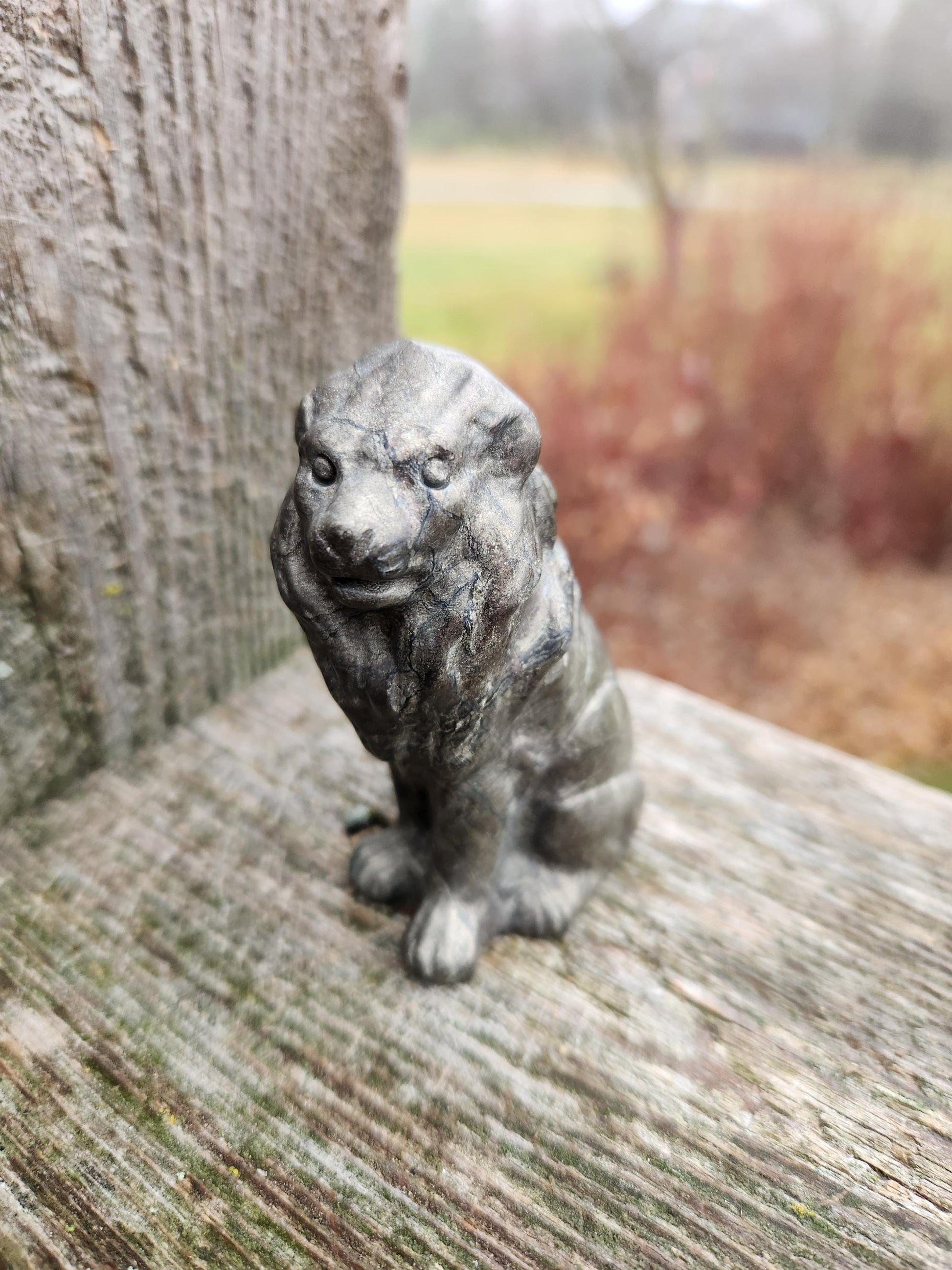 Regal Pyrite Lion Crystal Statue, Leo