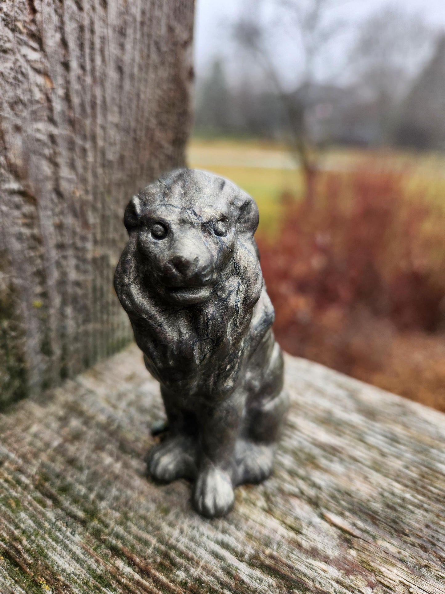 Regal Pyrite Lion Crystal Statue, Leo