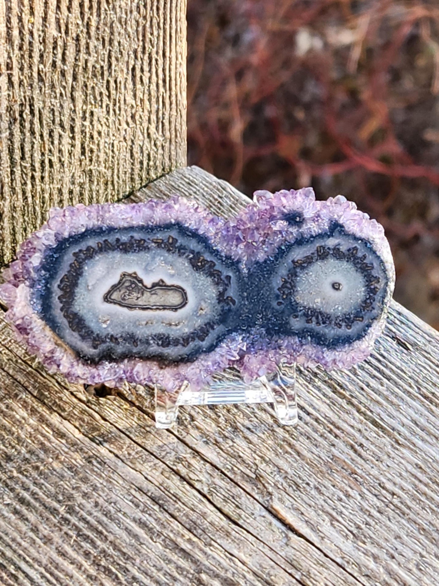 AAA Purple Amethyst Slice Crystal Specimen with Beautiful Points and stand