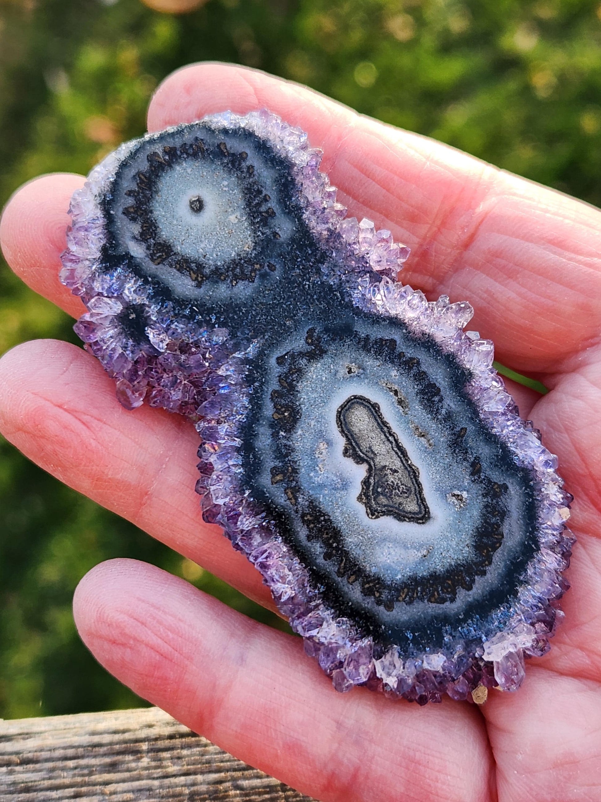 AAA Purple Amethyst Slice Crystal Specimen with Beautiful Points and stand