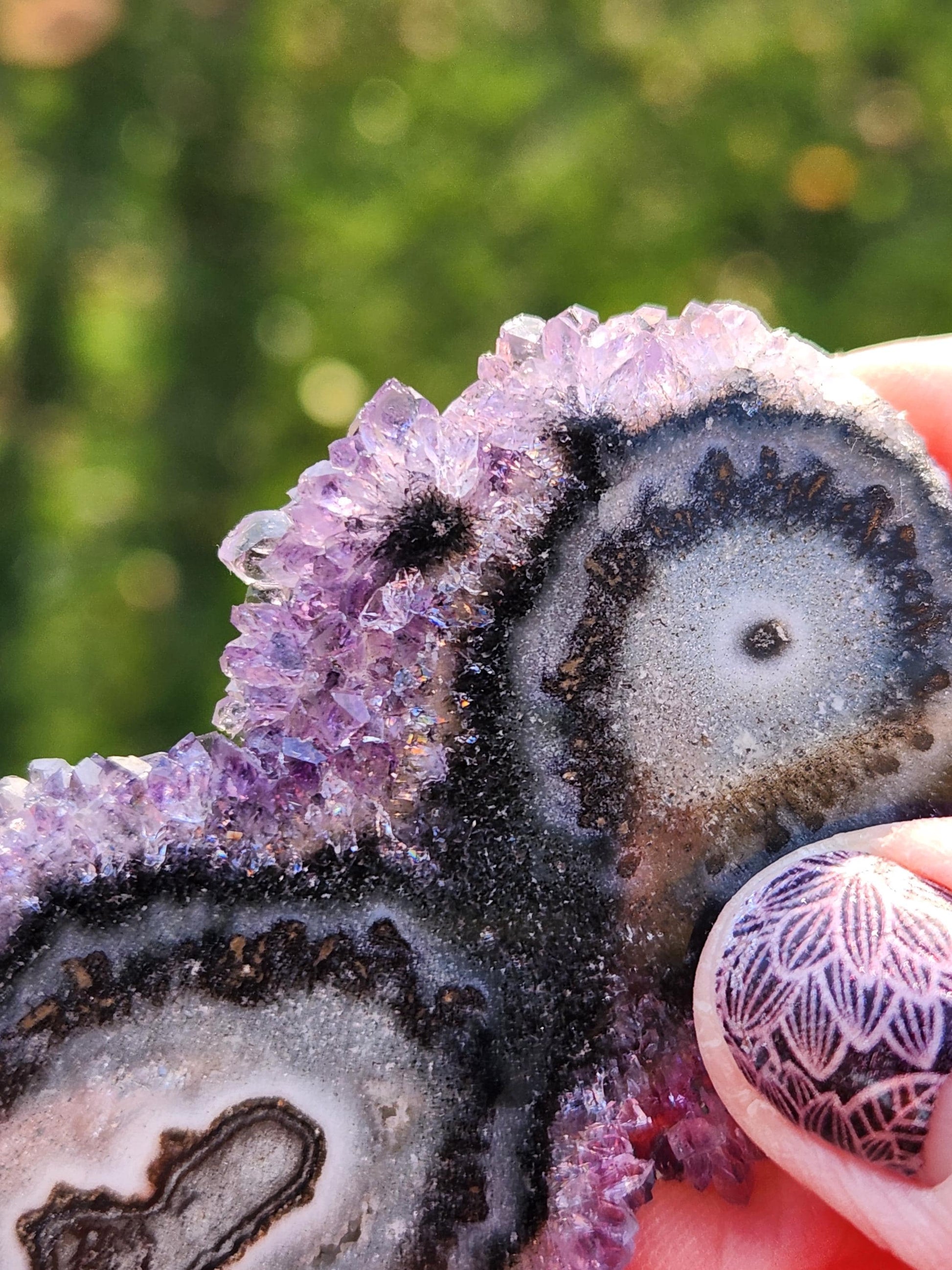AAA Purple Amethyst Slice Crystal Specimen with Beautiful Points and stand