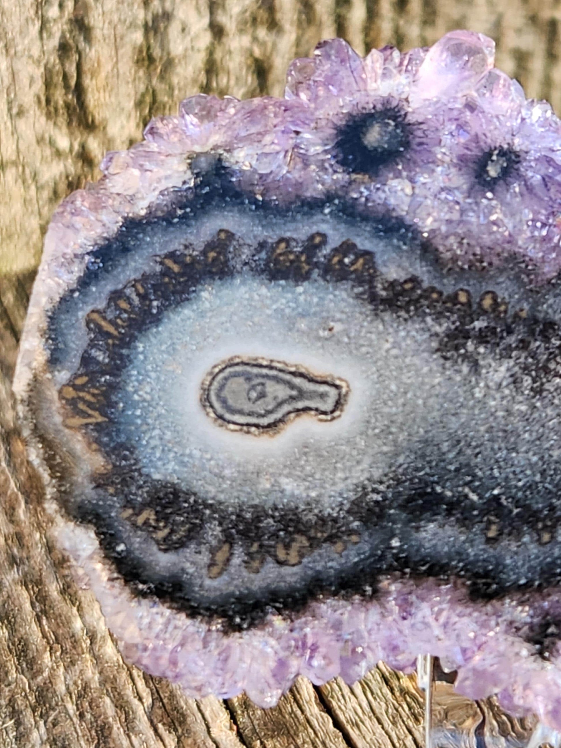 AAA Purple Amethyst Slice Crystal Specimen with Beautiful Points and stand