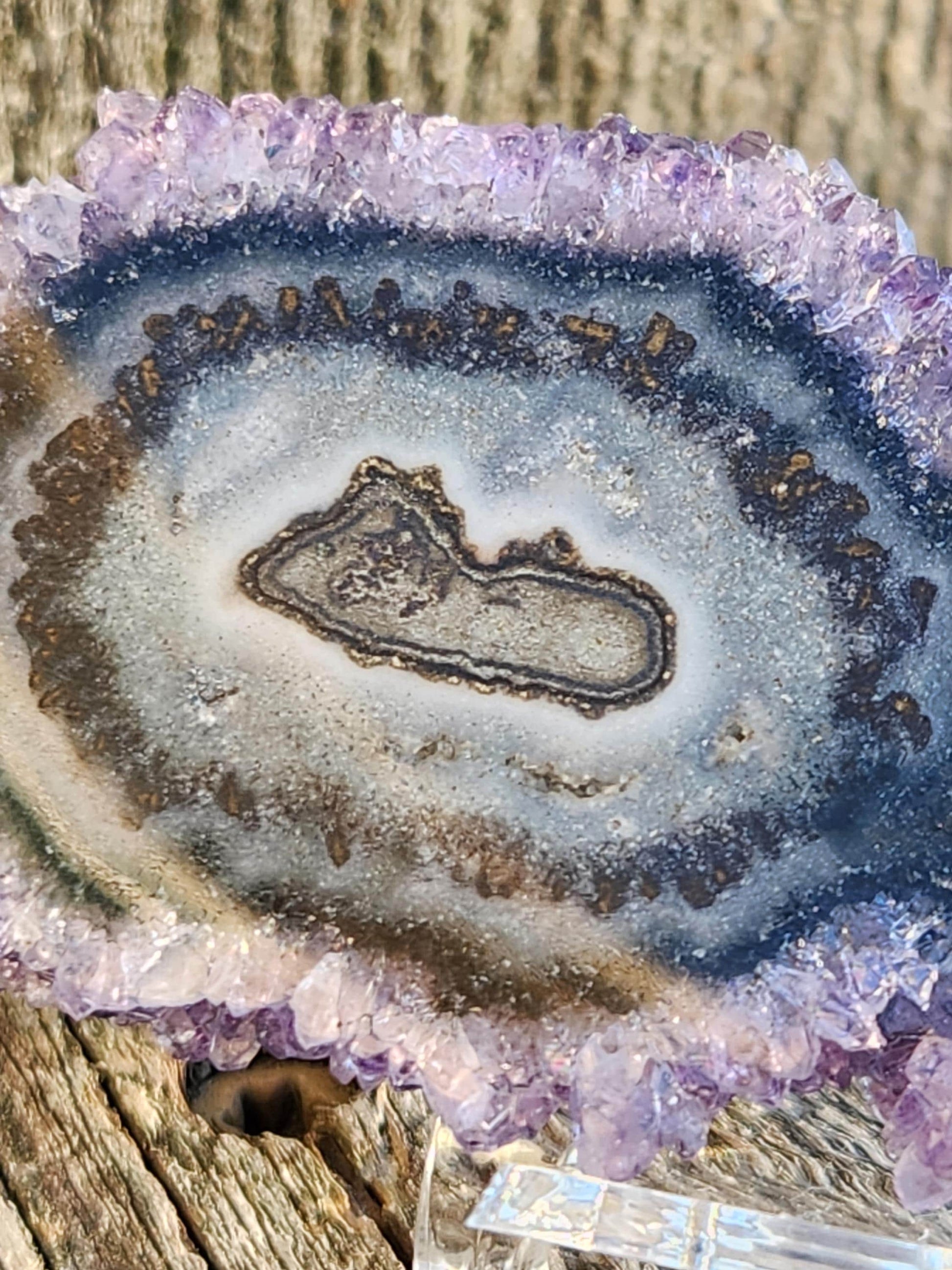 AAA Purple Amethyst Slice Crystal Specimen with Beautiful Points and stand