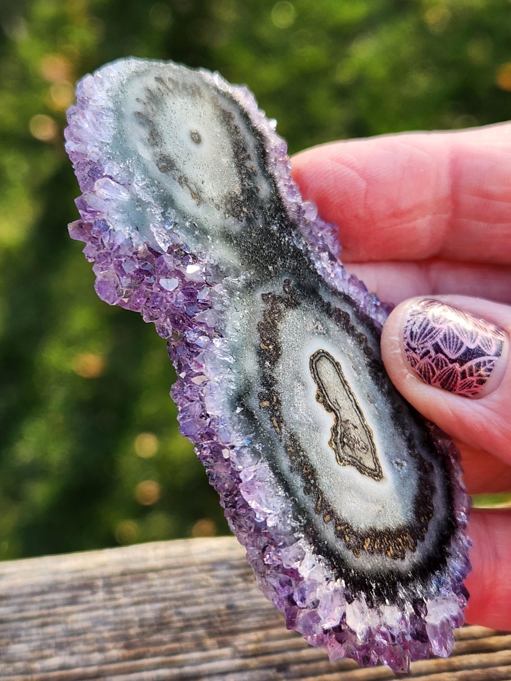 AAA Purple Amethyst Slice Crystal Specimen with Beautiful Points and stand