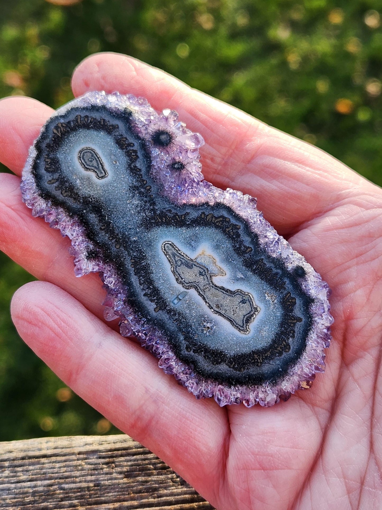 AAA Purple Amethyst Slice Crystal Specimen with Beautiful Points and stand