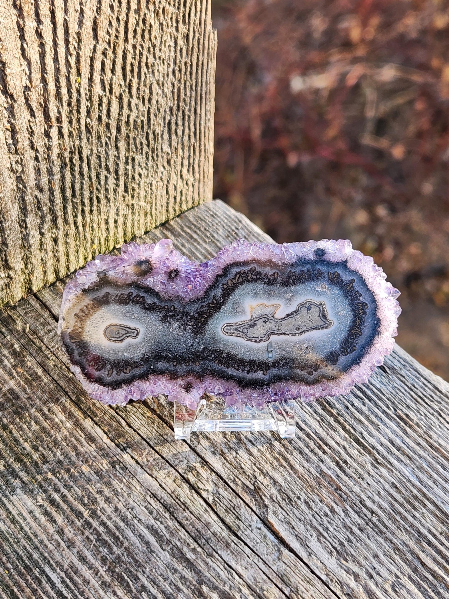 AAA Purple Amethyst Slice Crystal Specimen with Beautiful Points and stand