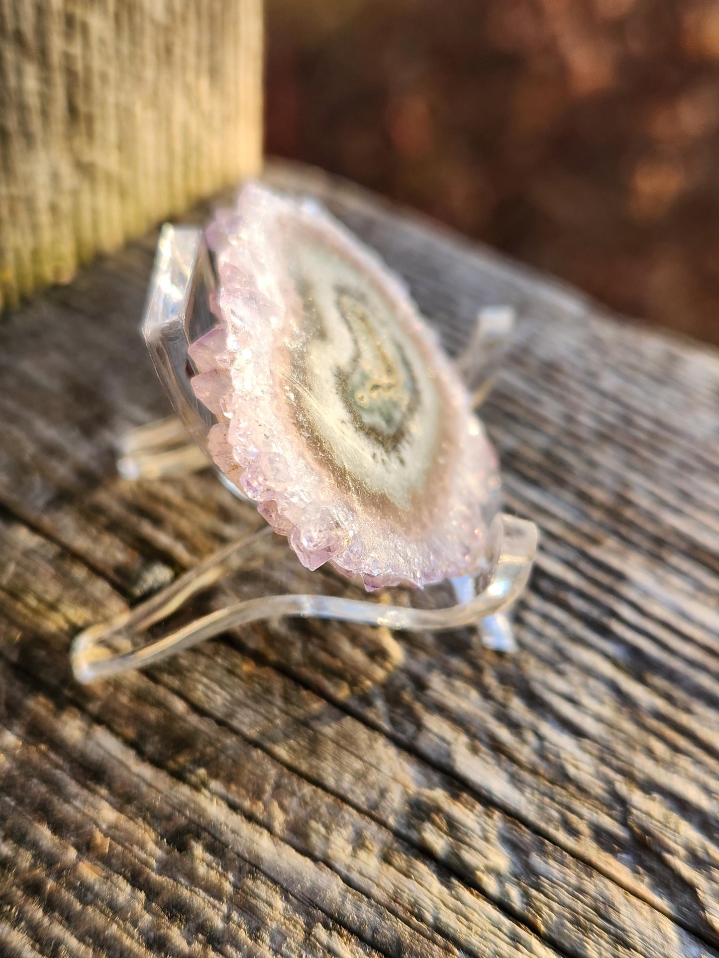 AAA Light Purple Amethyst Slice Crystal Specimen with Beautiful Points and stand